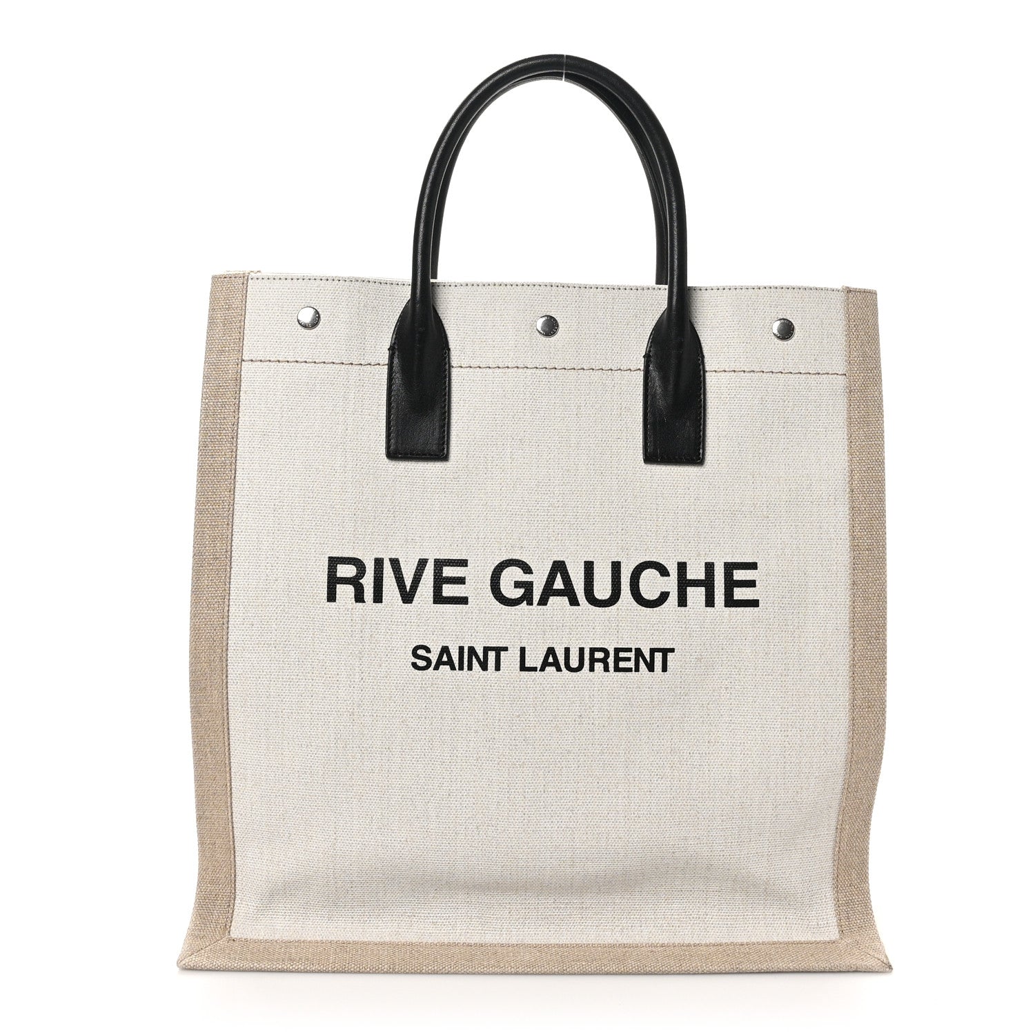 Linen Calfskin Rive Gauche North South Tote Optic White