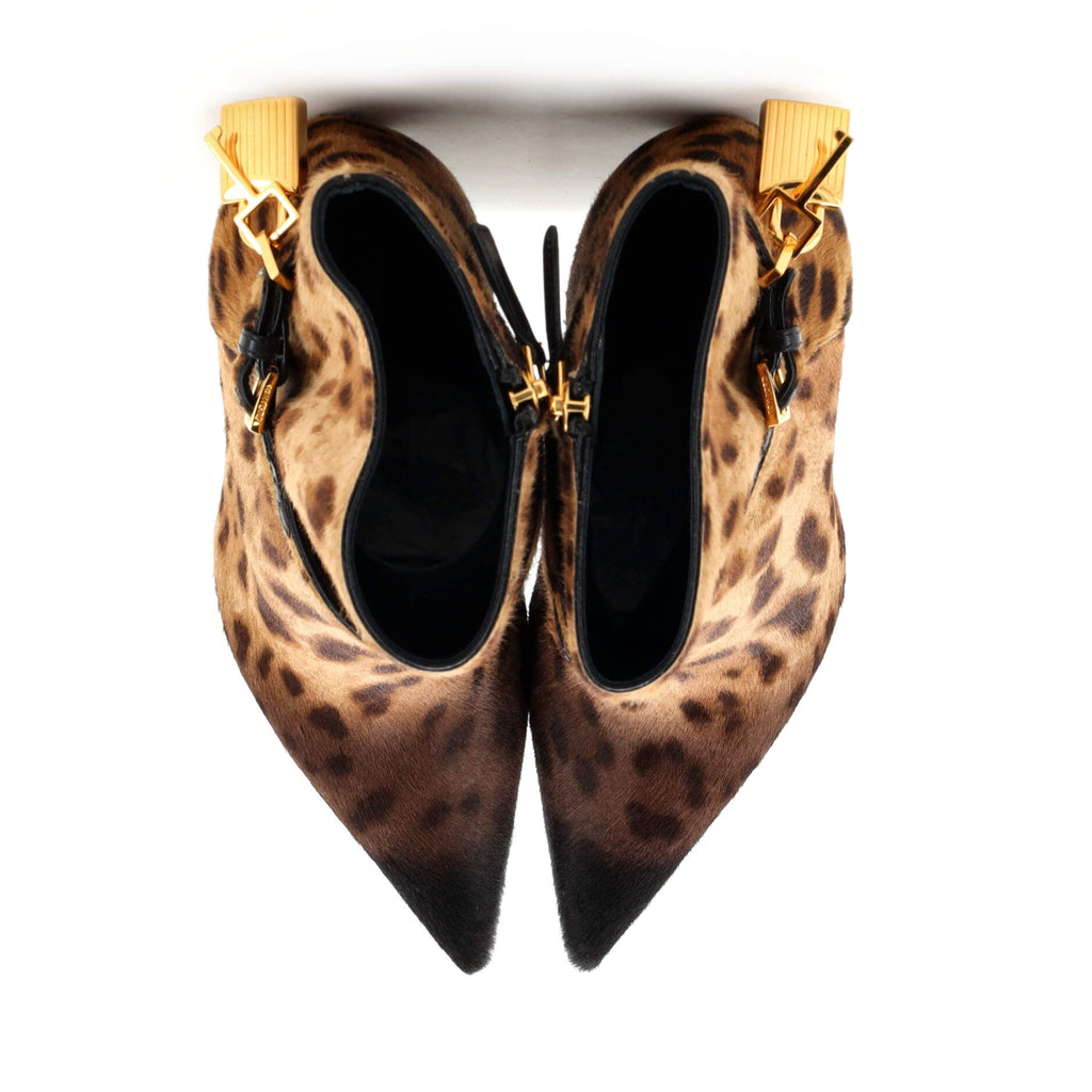 Women's Padlock Heeled Ankle Boots Calf Hair