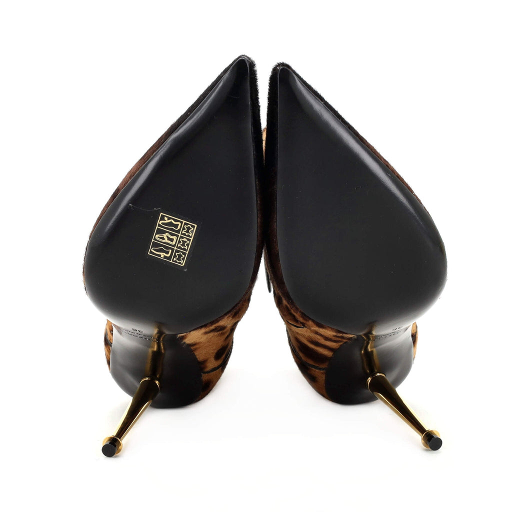 Women's Padlock Heeled Ankle Boots Calf Hair