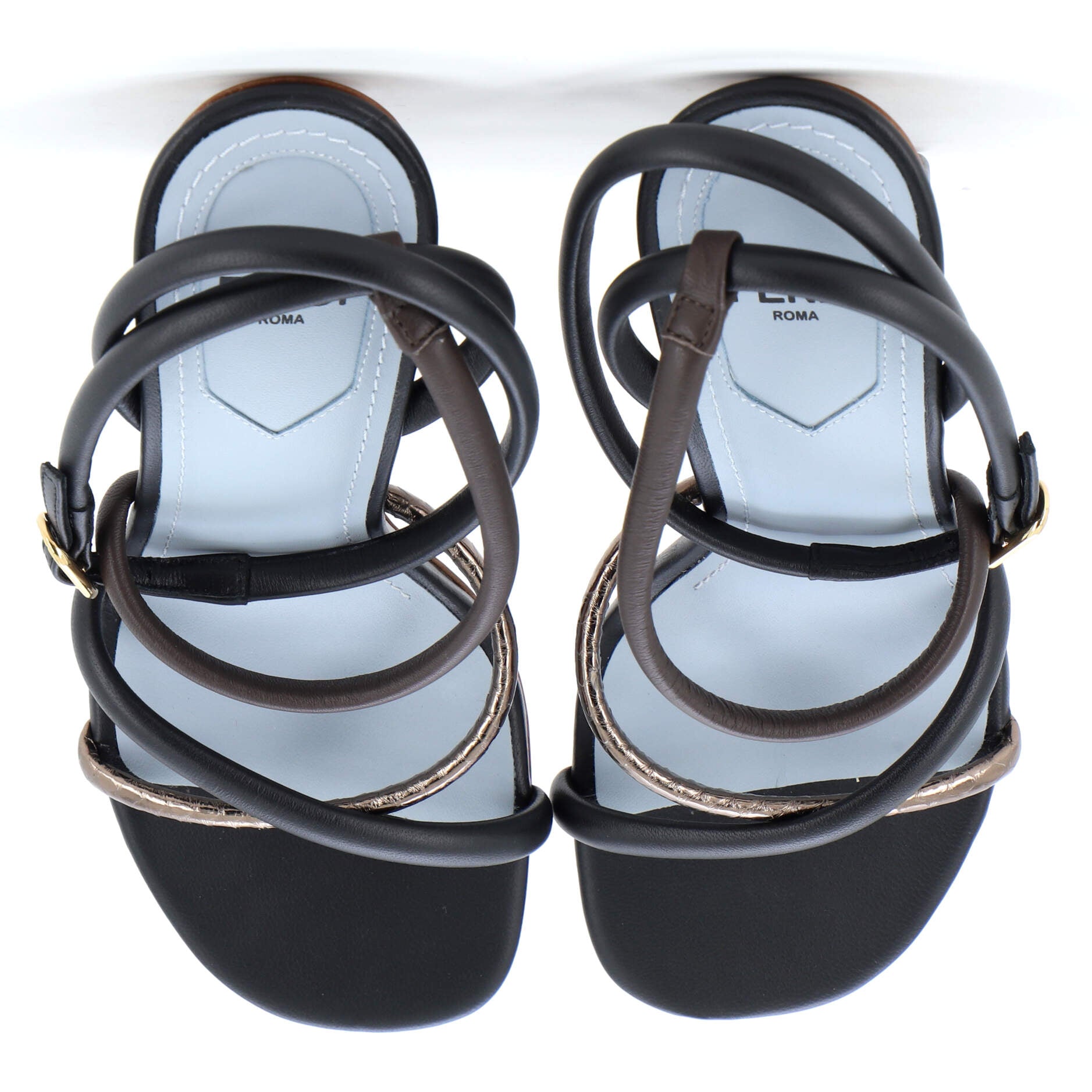 Women's First Strappy Heeled Sandals Leather with Python Embossed Detail