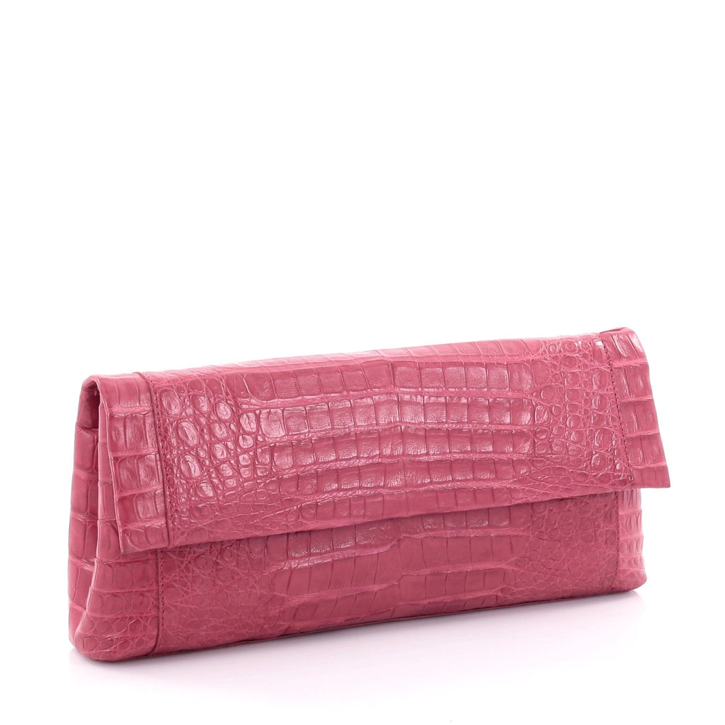 Convertible Flap Clutch Crocodile Long