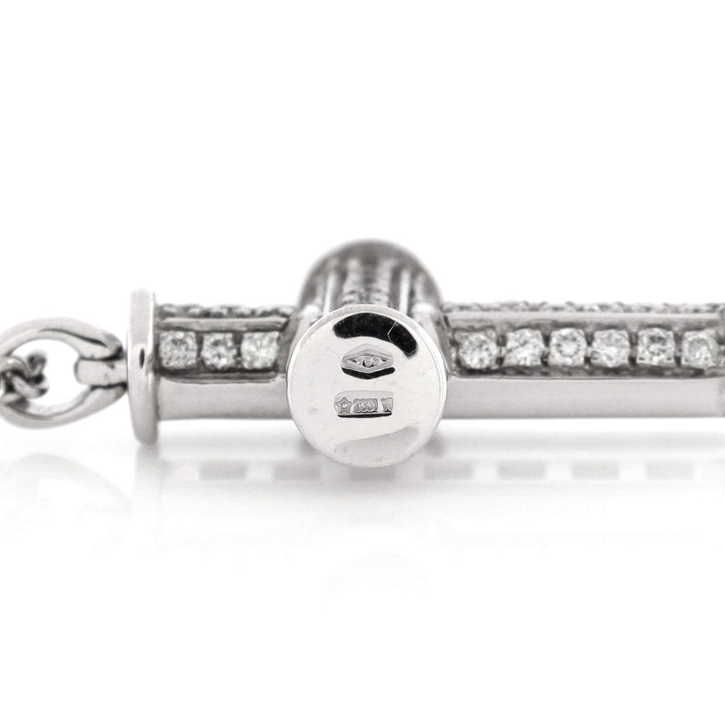 Latin Cross Pendant Necklace 18K White Gold with Diamonds