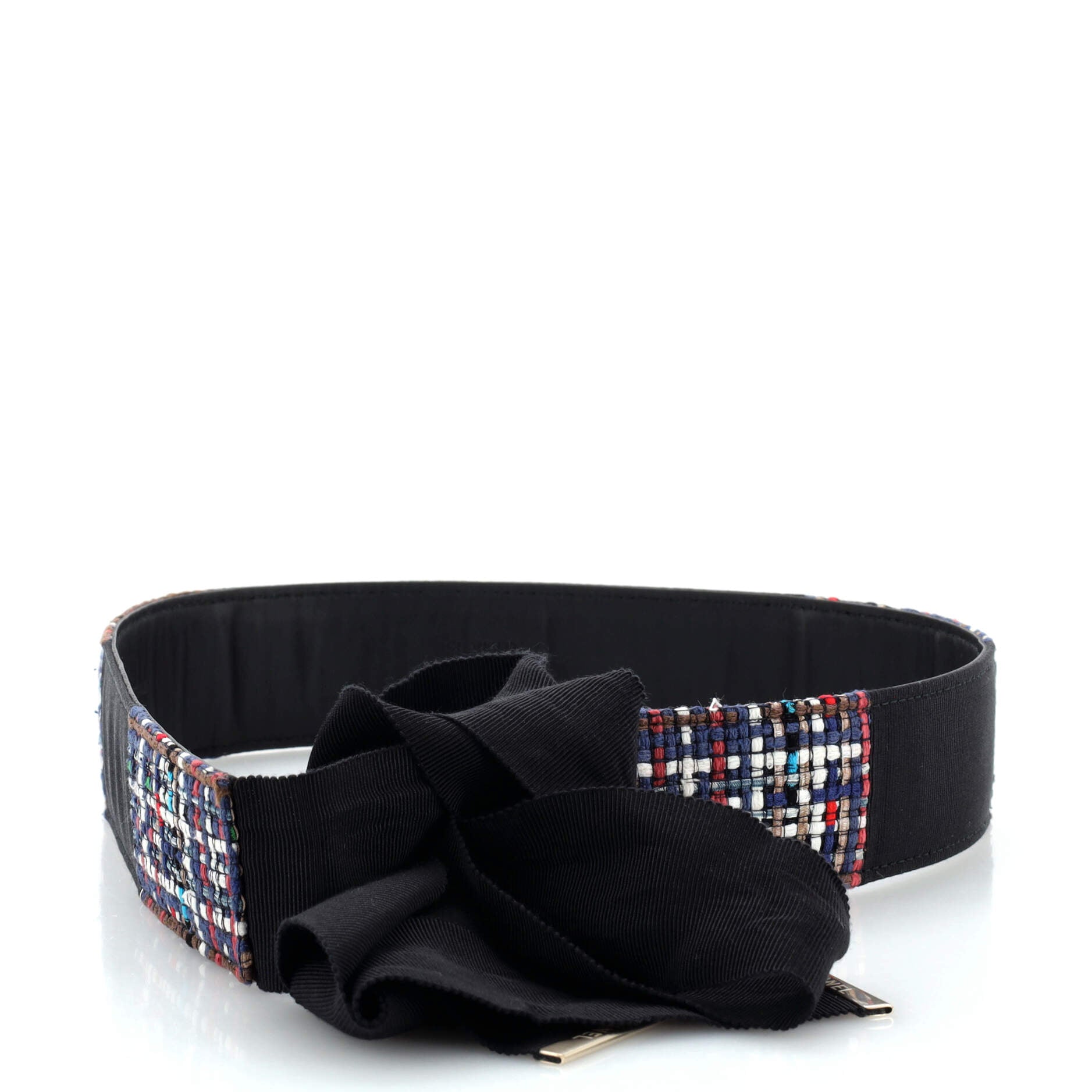 Logo Tie Belt Tweed and Grosgrain Wide 195
