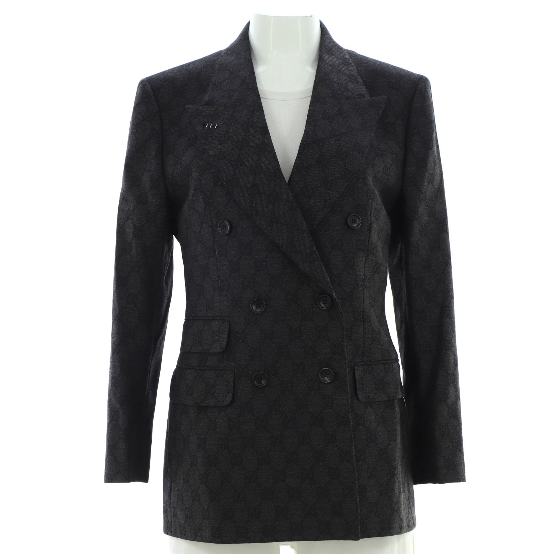 Women's Double Breasted Blazer GG Wool Jacquard