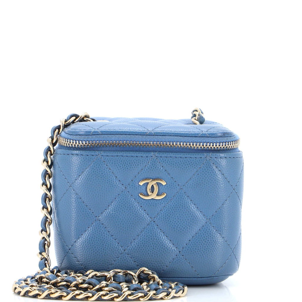 Classic Vanity Case with Chain Quilted Caviar Mini