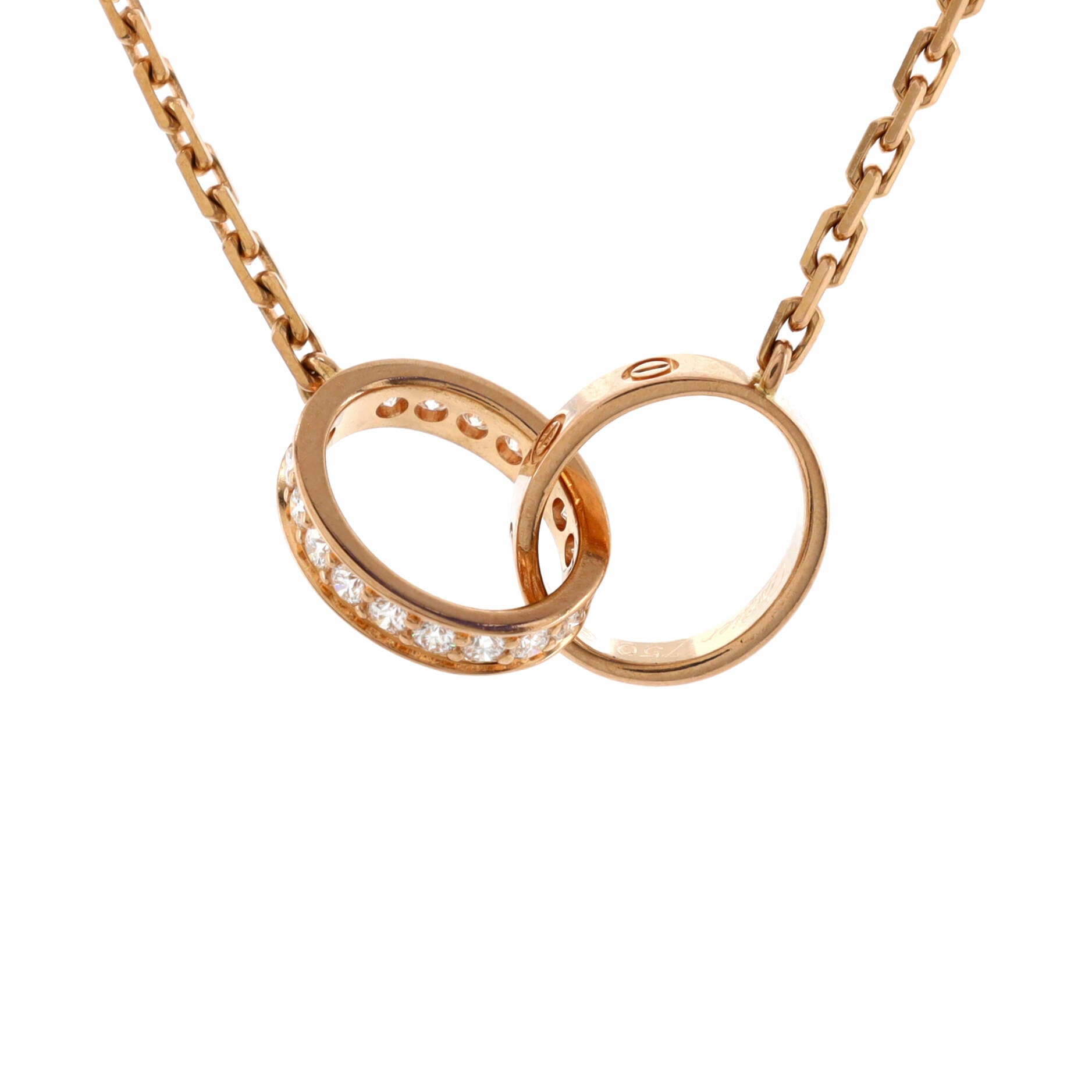 Love Interlocking Necklace 18K Rose Gold with Diamonds