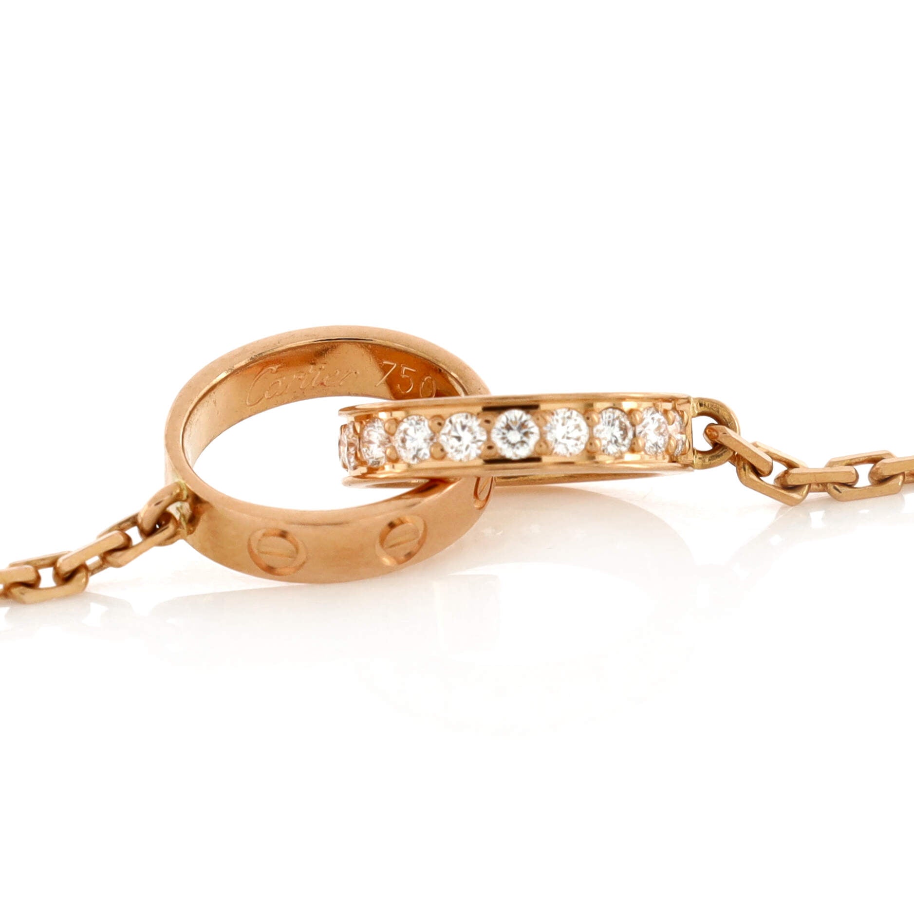 Love Interlocking Necklace 18K Rose Gold with Diamonds