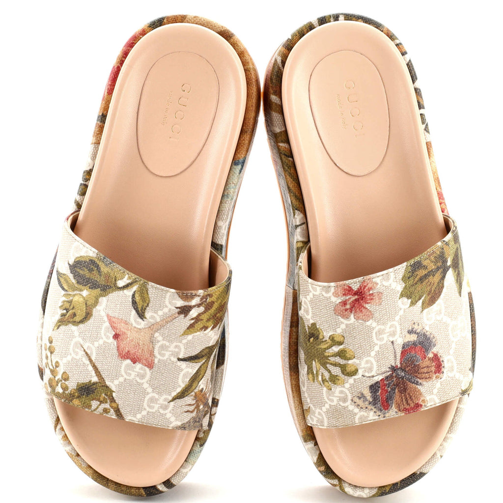 Women's Angelina Platform Slide Sandals Printed GG Coated Canvas