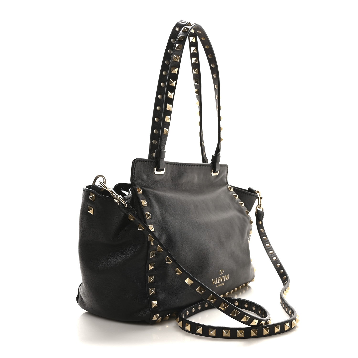 Vitello Small Rockstud Tote Black