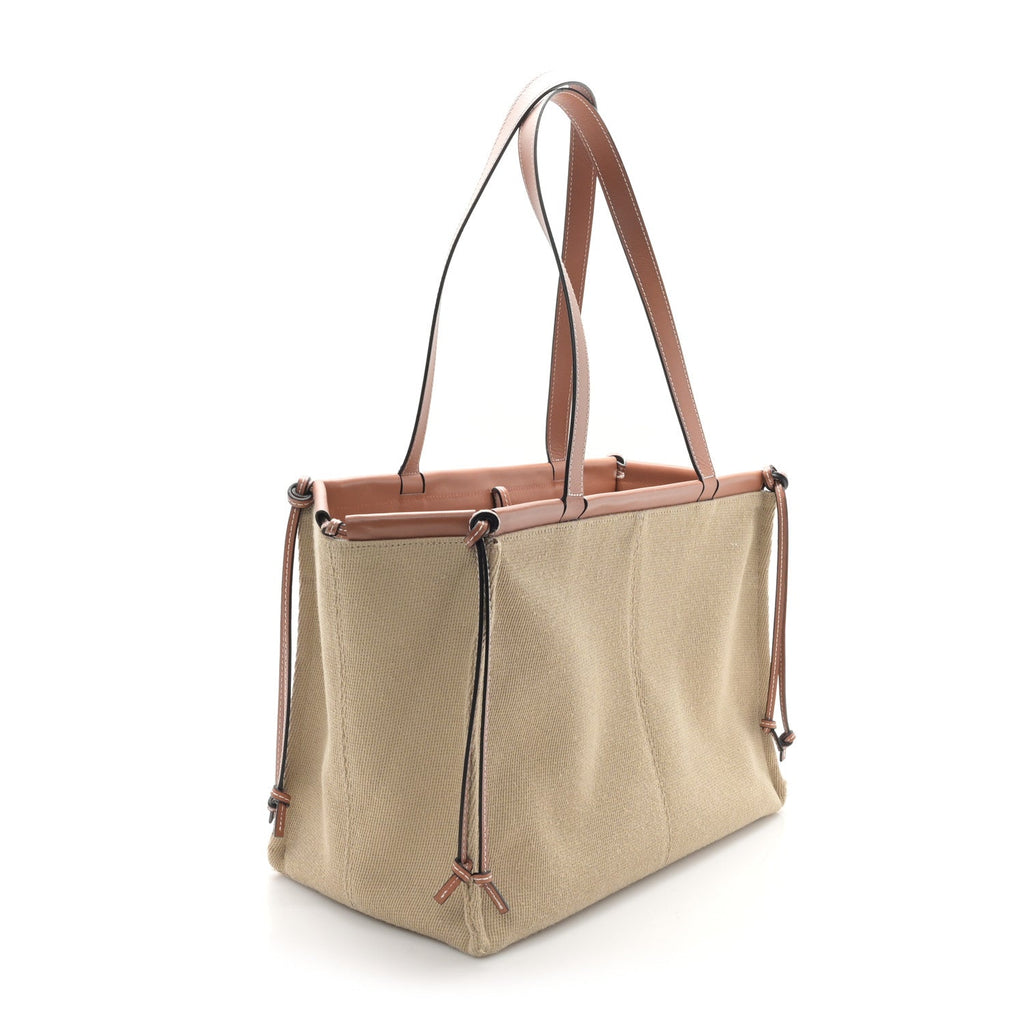 Canvas Calfskin Cushion Tote Natural