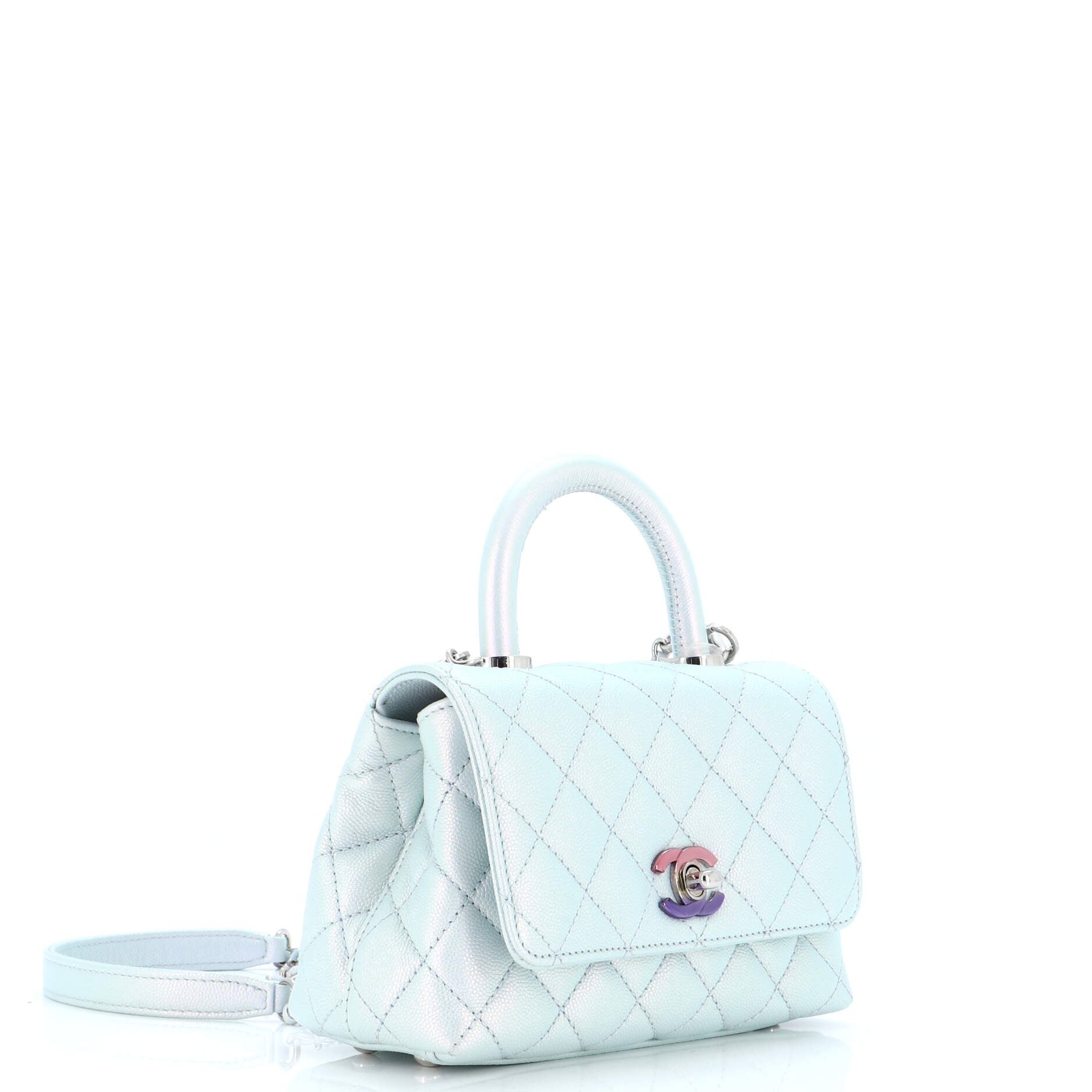 Coco Top Handle Bag Quilted Iridescent Caviar with Gradient Hardware Extra Mini