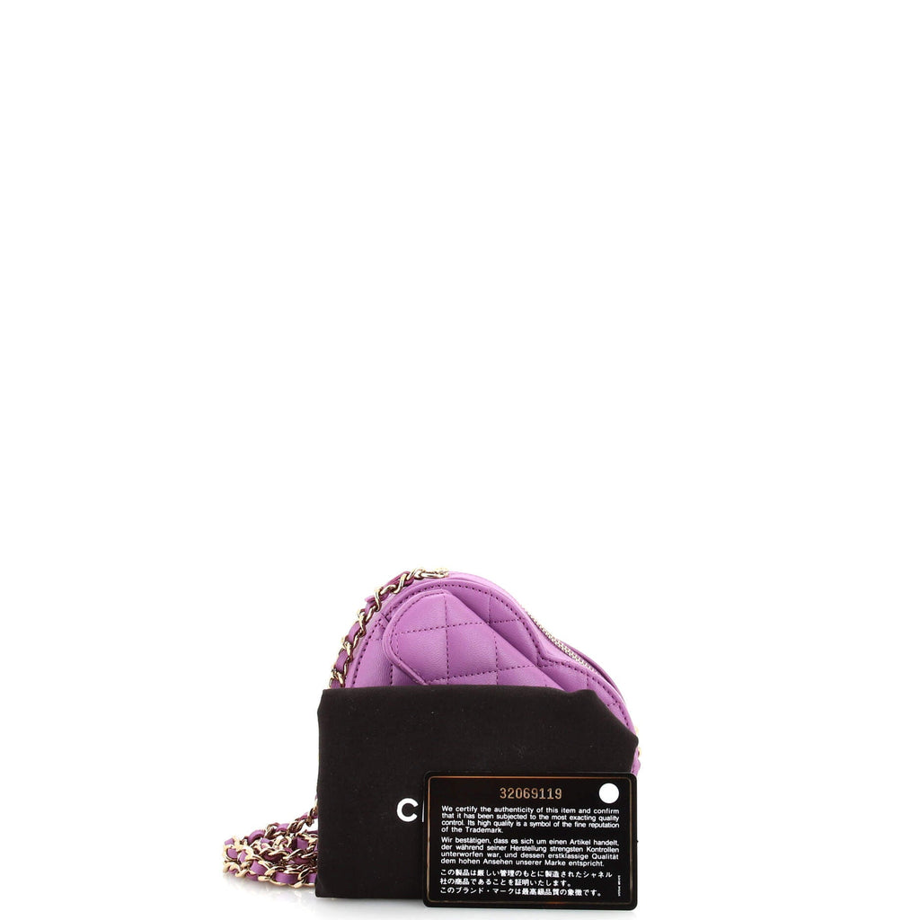 CC in Love Heart Clutch with Chain Quilted Lambskin