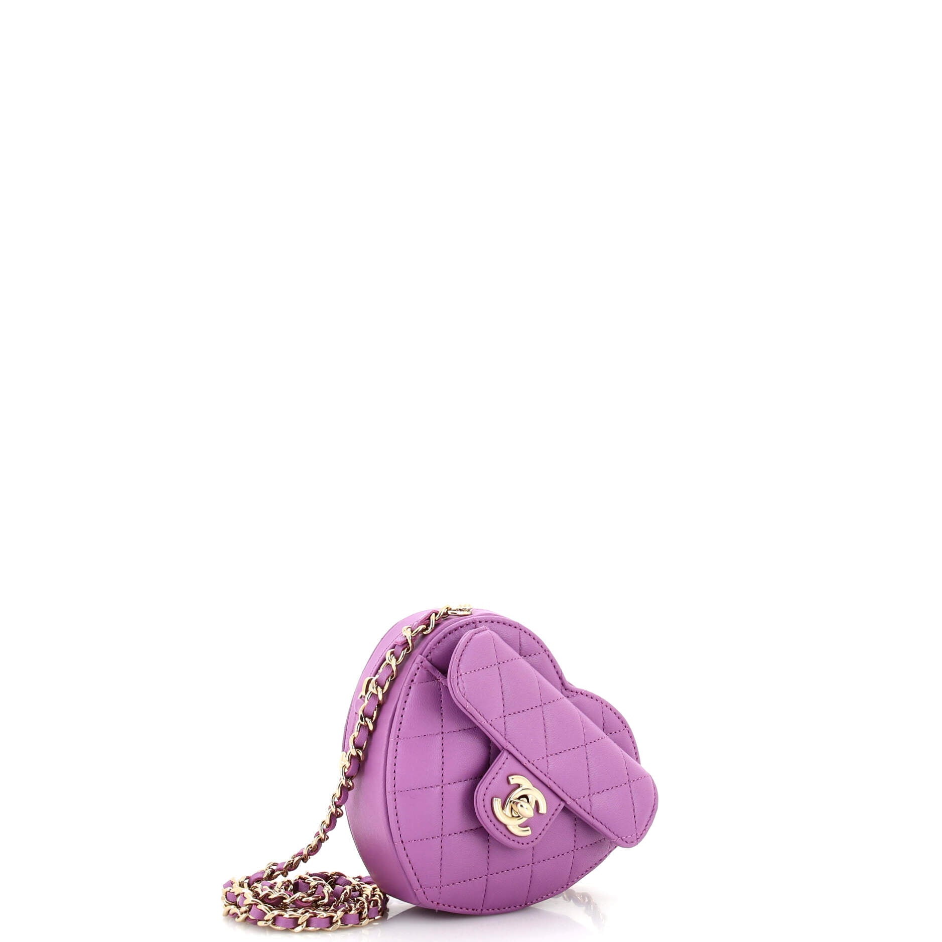 CC in Love Heart Clutch with Chain Quilted Lambskin