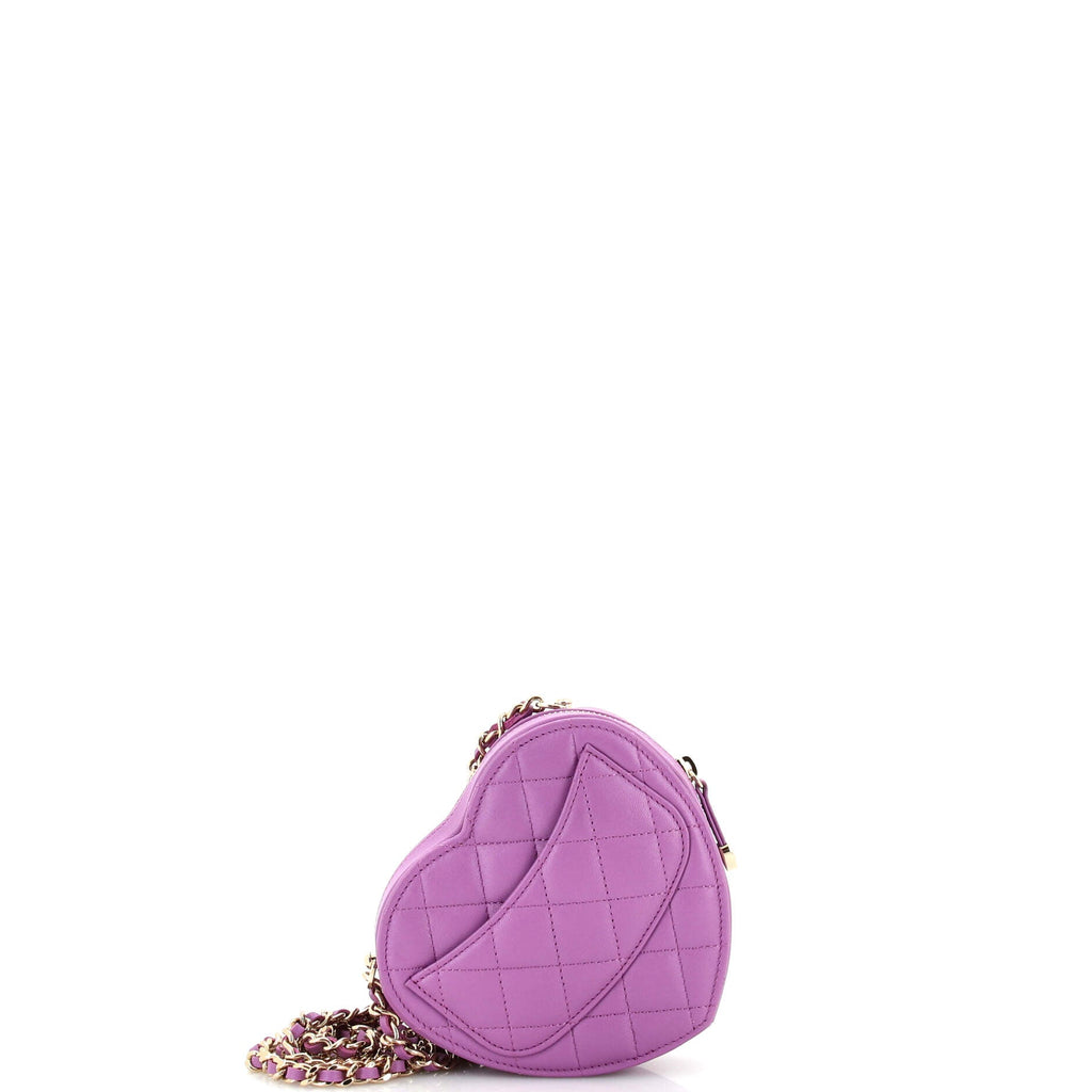 CC in Love Heart Clutch with Chain Quilted Lambskin