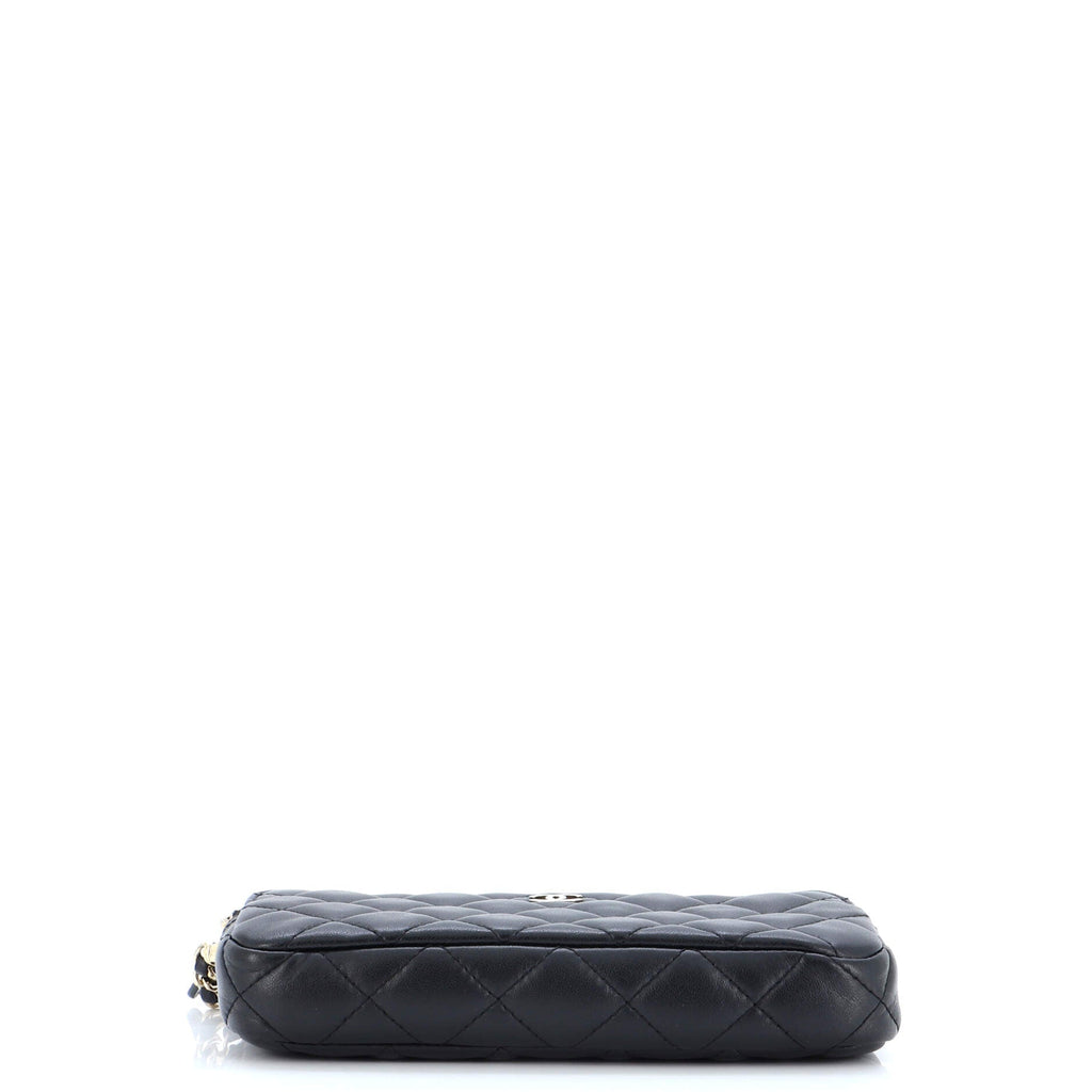 Double Zip Clutch with Chain Quilted Lambskin