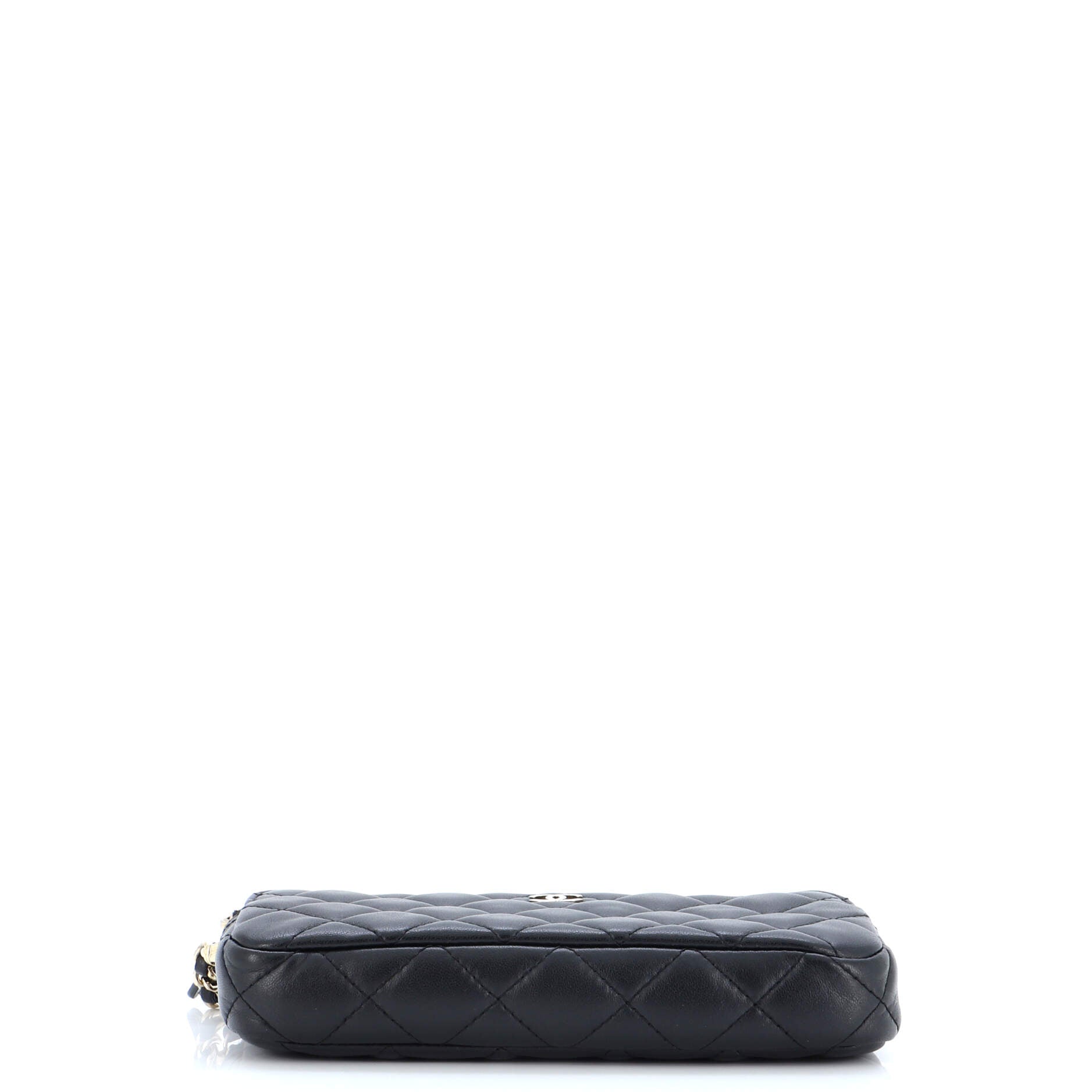 Double Zip Clutch with Chain Quilted Lambskin