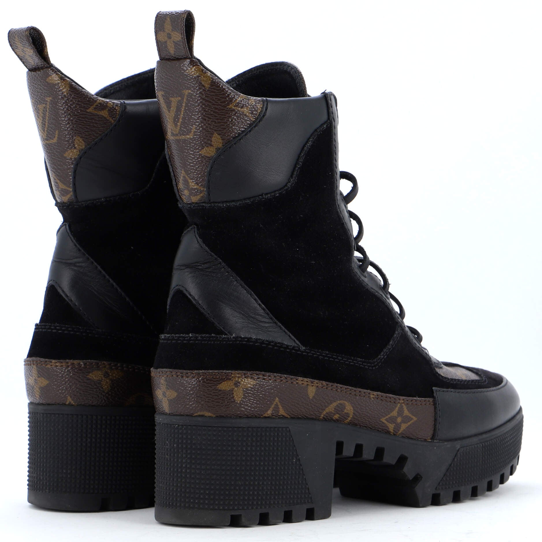 Women's Laureate Platform Desert Boots Suede with Monogram Canvas