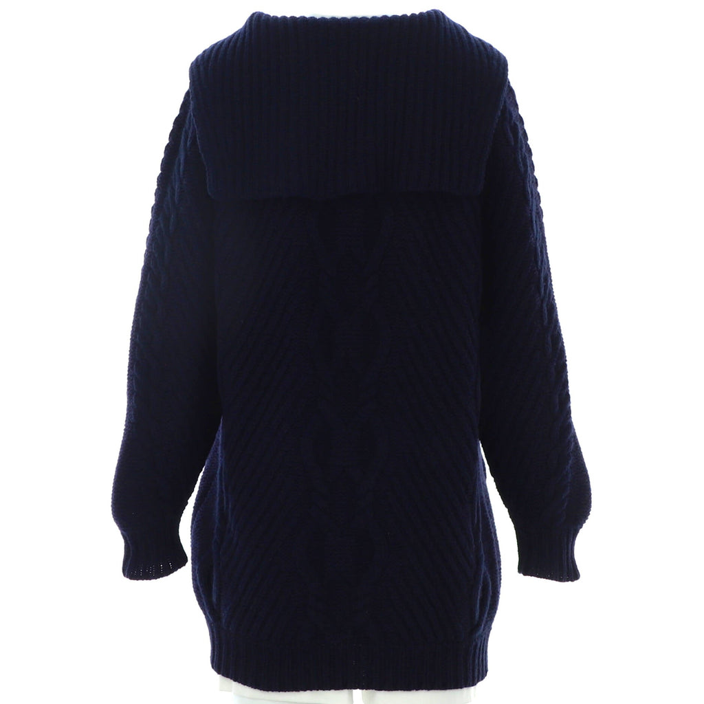 Women's Cable Knit Sailor Collar Sweater Dress Wool and Cashmere Blend