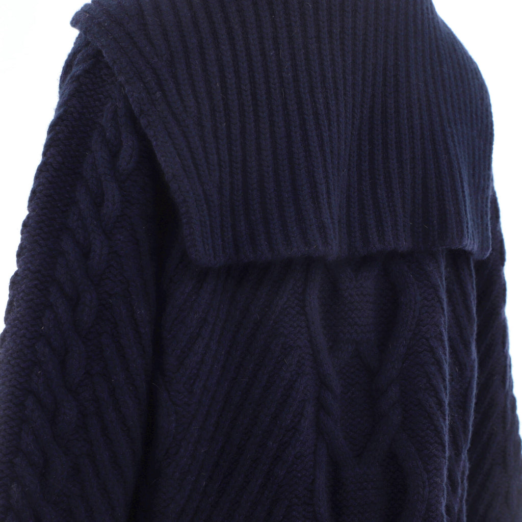 Women's Cable Knit Sailor Collar Sweater Dress Wool and Cashmere Blend