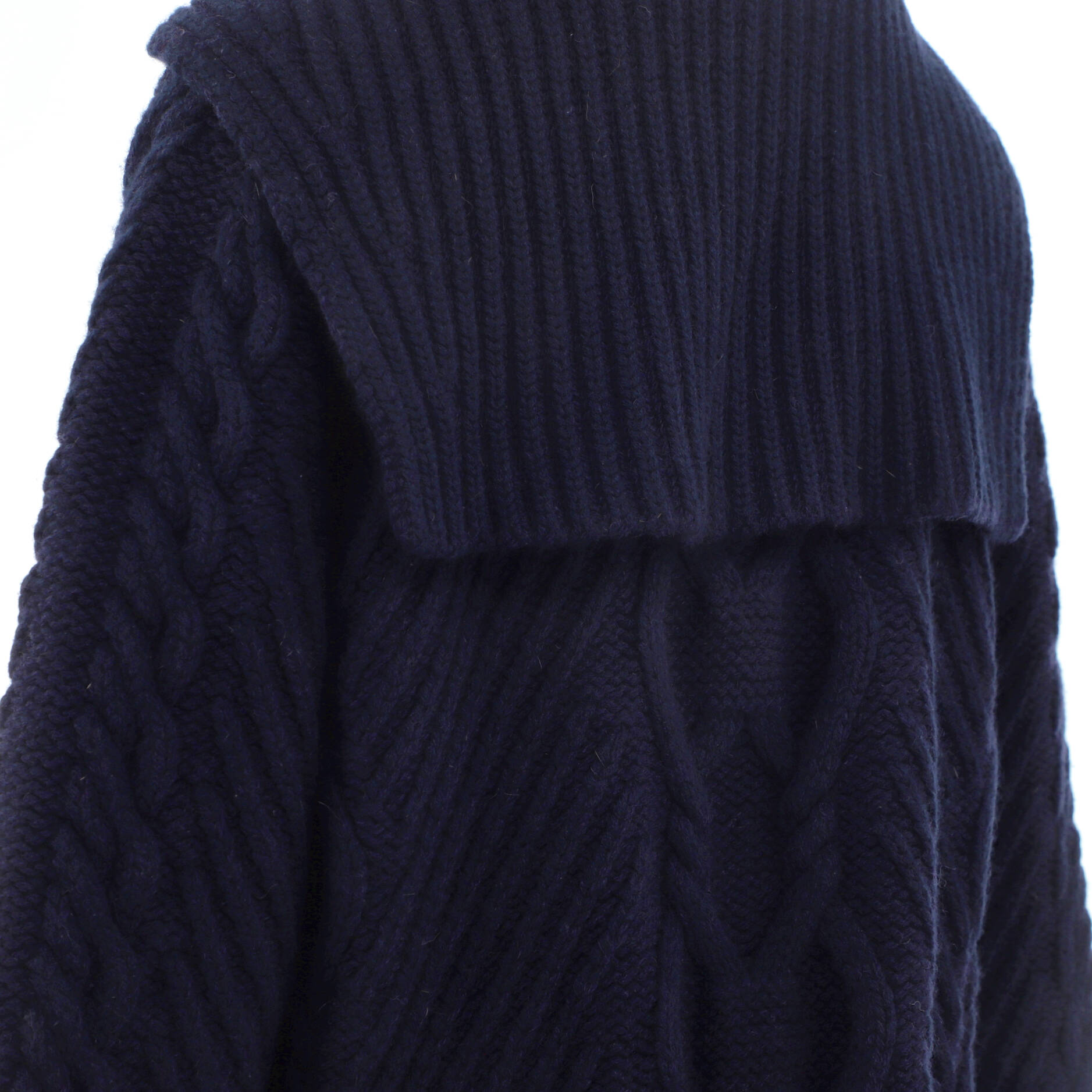 Women's Cable Knit Sailor Collar Sweater Dress Wool and Cashmere Blend
