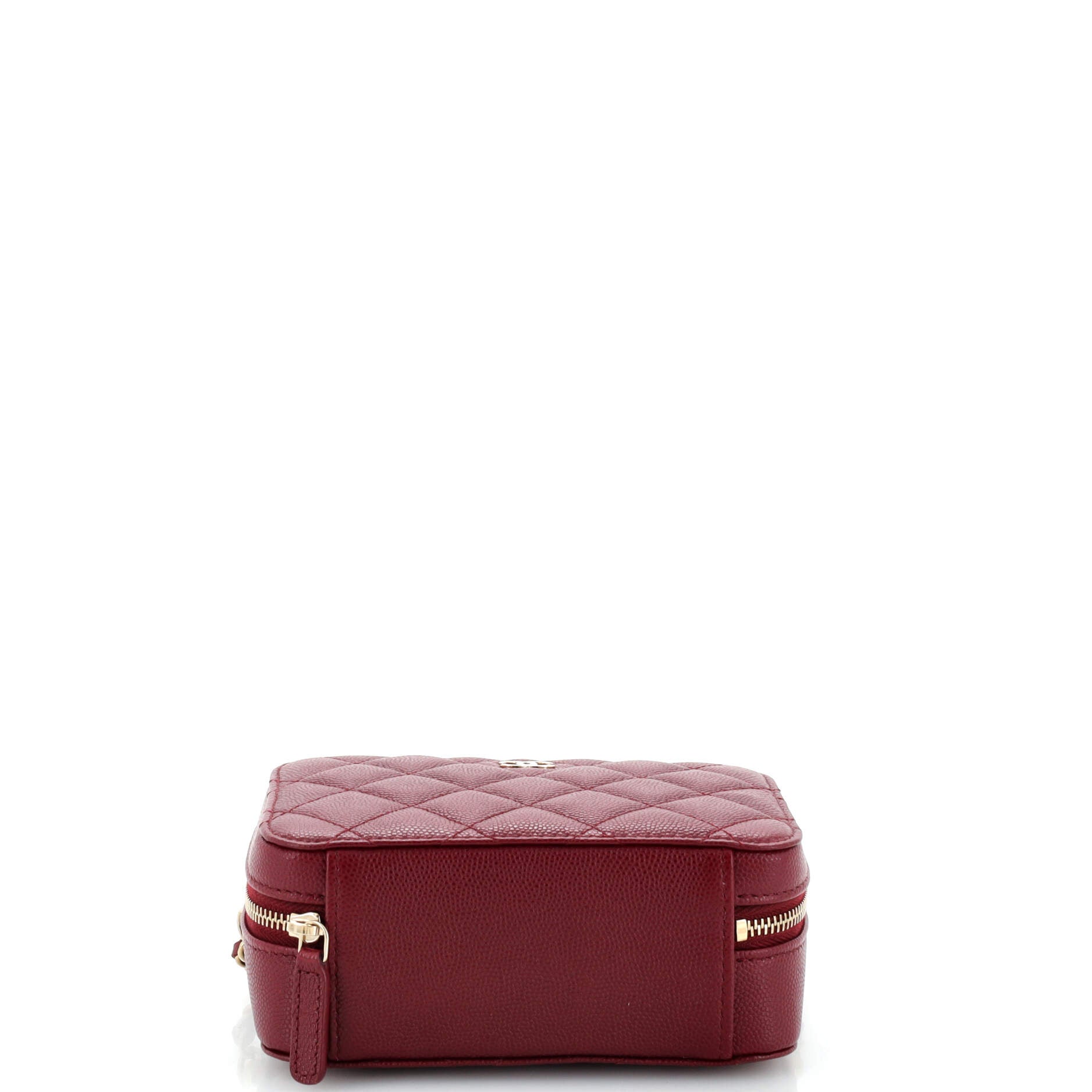 Zip Around Vanity Case with Chain Quilted Caviar Mini