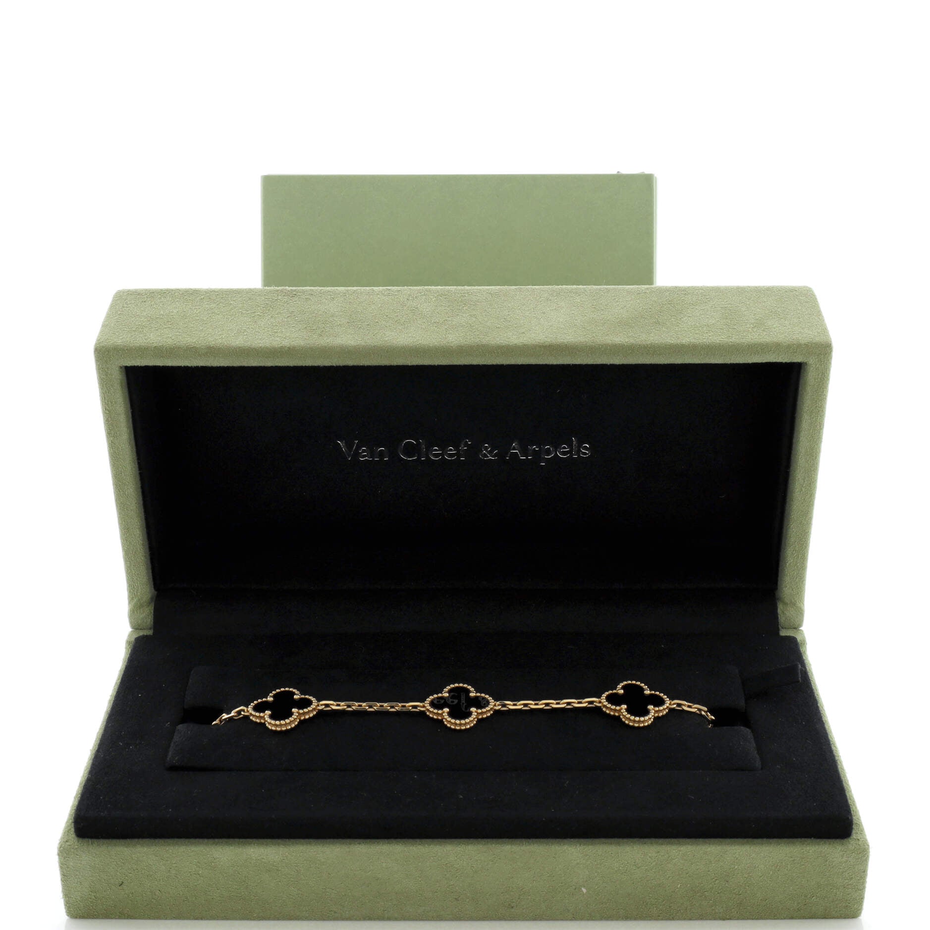 Vintage Alhambra 5 Motifs Bracelet 18K Yellow Gold and Onyx