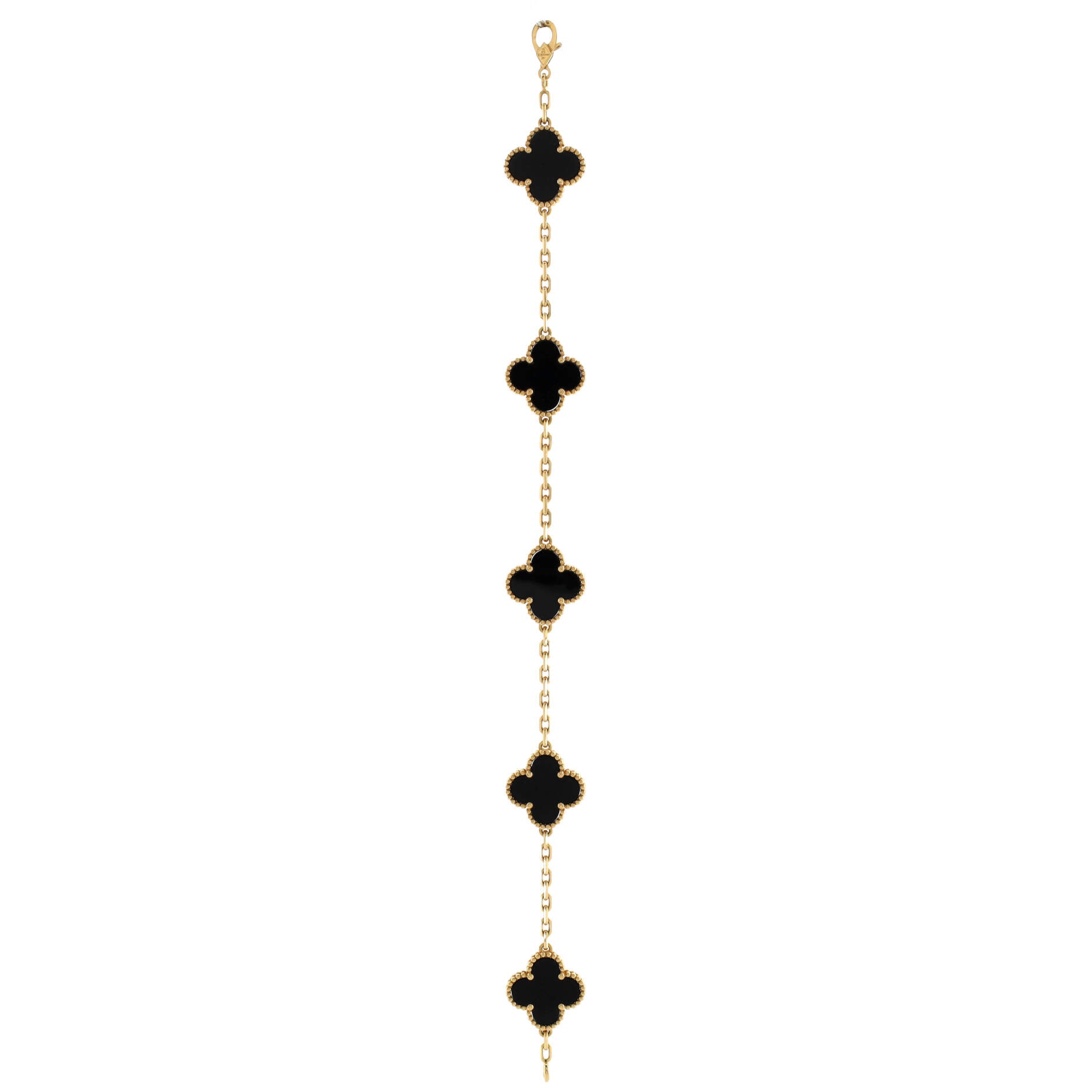 Vintage Alhambra 5 Motifs Bracelet 18K Yellow Gold and Onyx