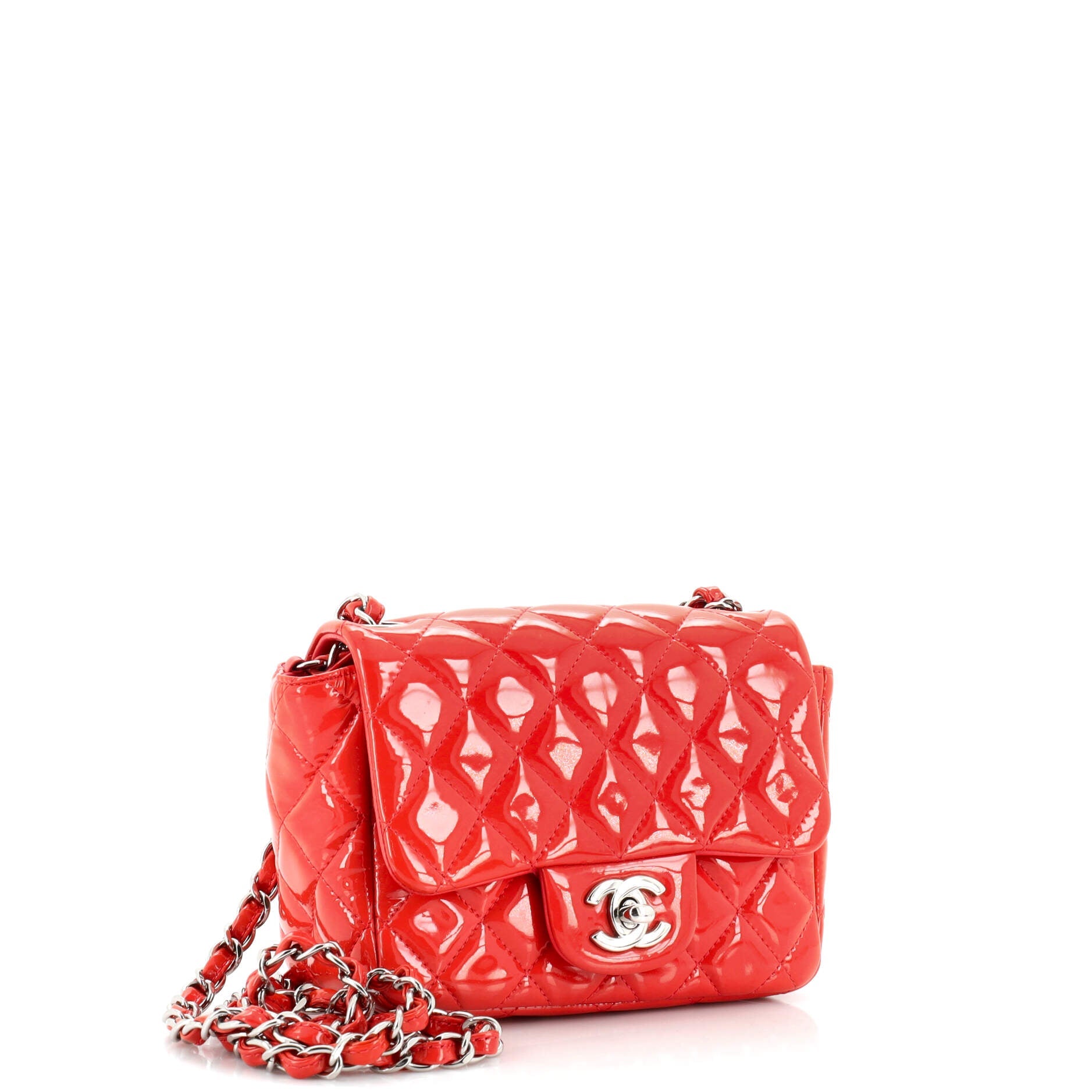 Square Classic Single Flap Bag Quilted Patent Mini