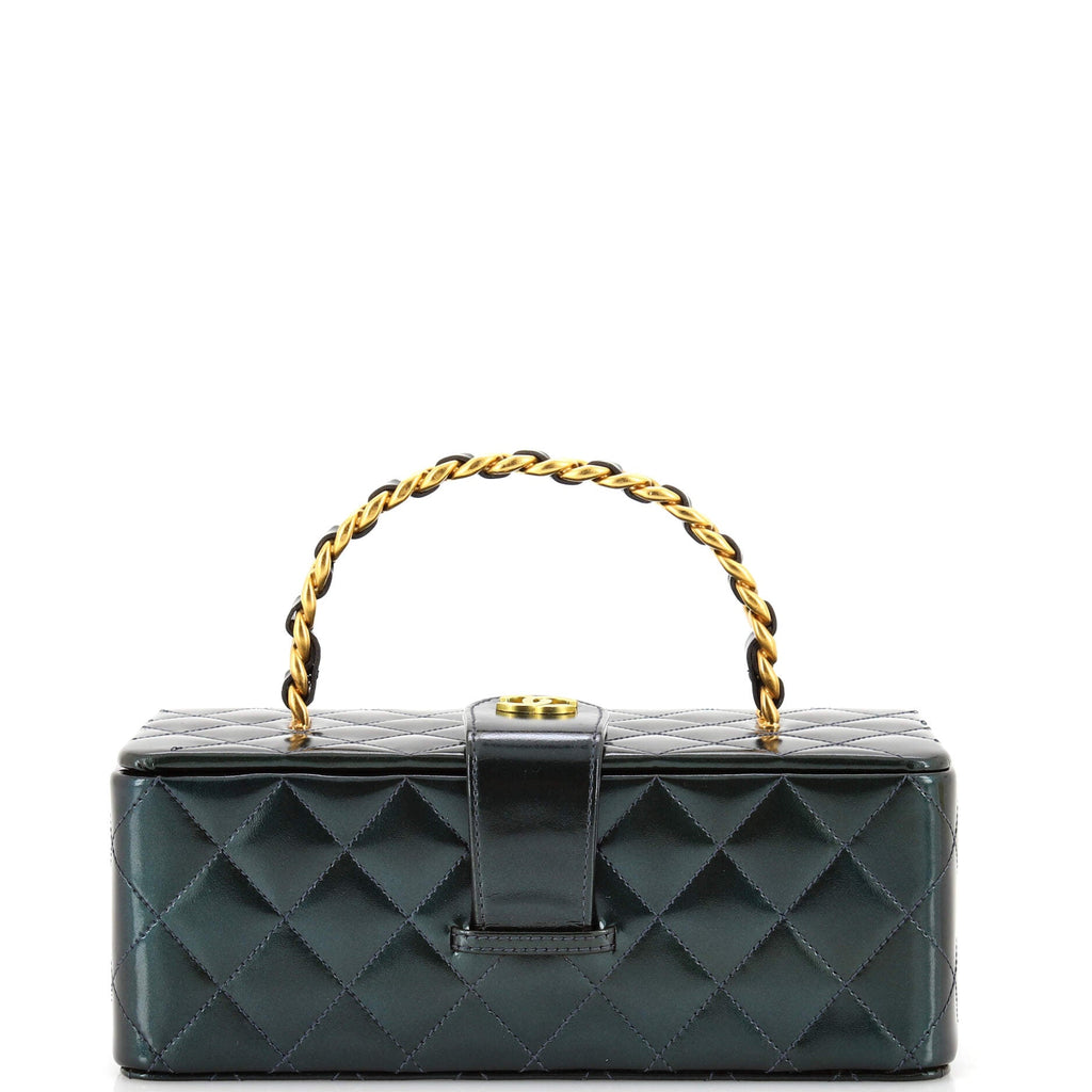 Vintage Vanity Box Case Quilted Patent