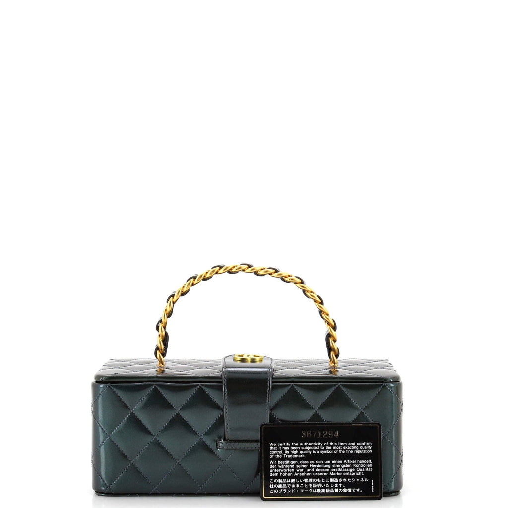 Vintage Vanity Box Case Quilted Patent