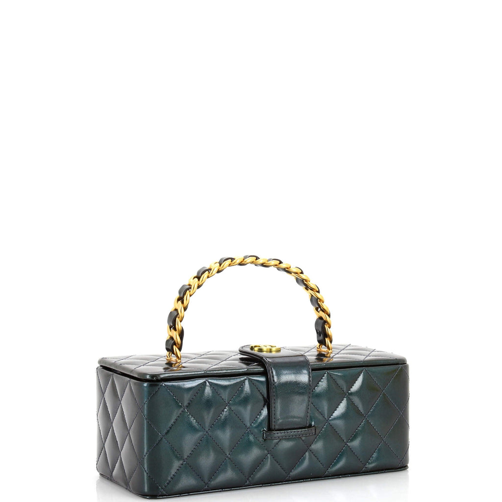 Vintage Vanity Box Case Quilted Patent