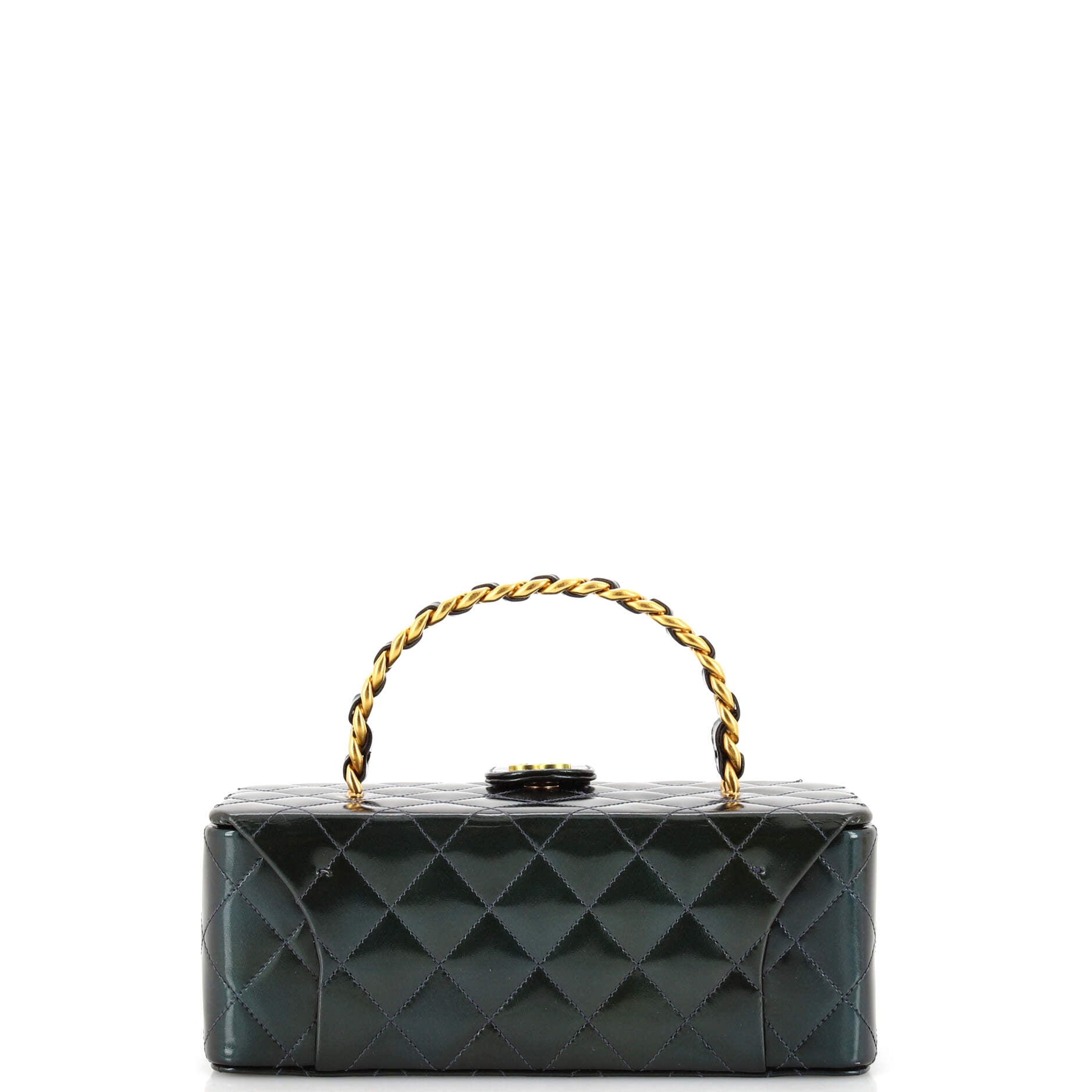 Vintage Vanity Box Case Quilted Patent