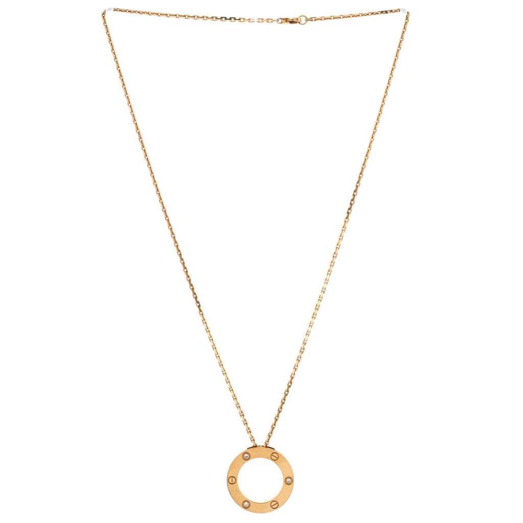 3 Diamonds Love Pendant Necklace 18K Rose Gold and Diamonds