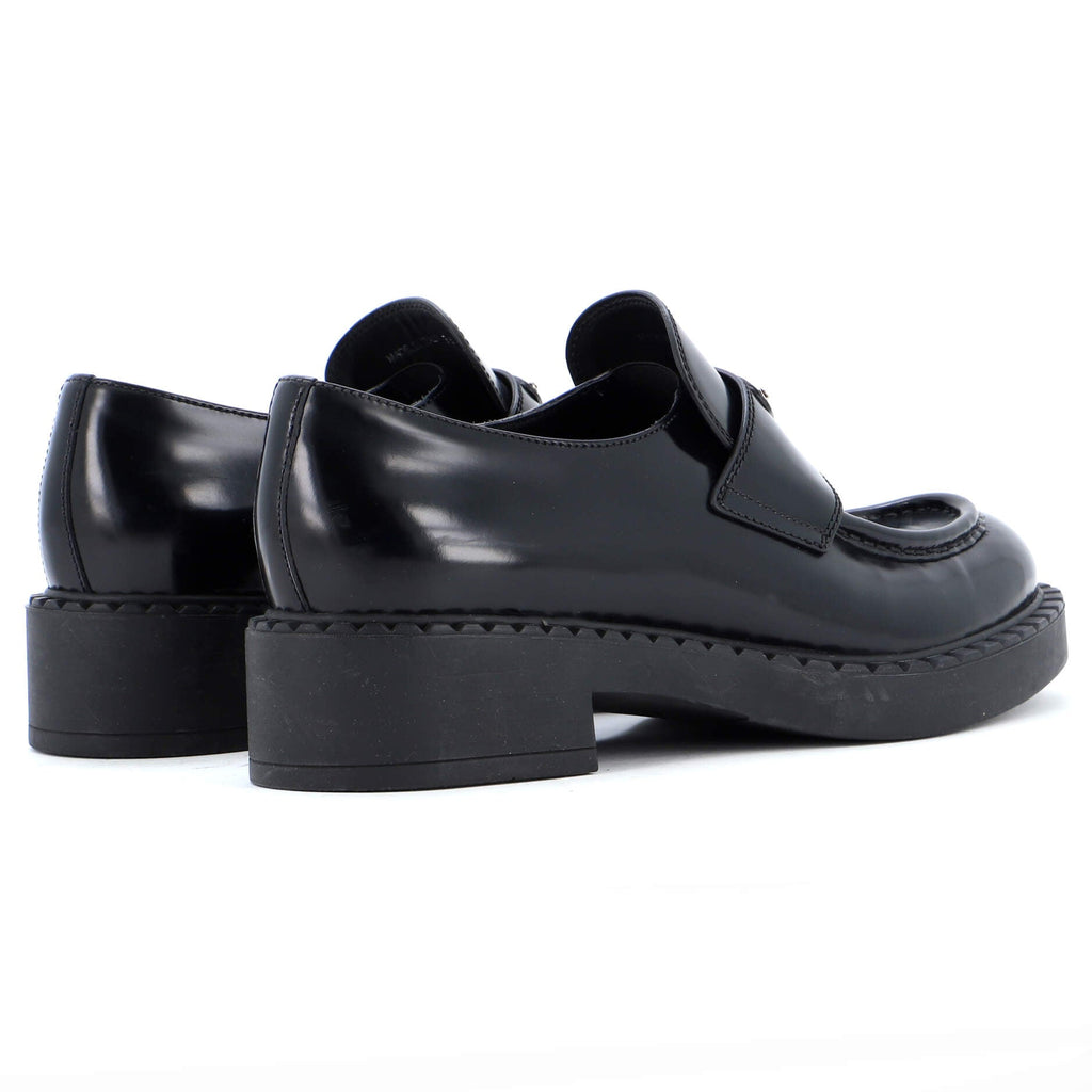 Women's Triangle Logo Loafers Spazzolato Leather