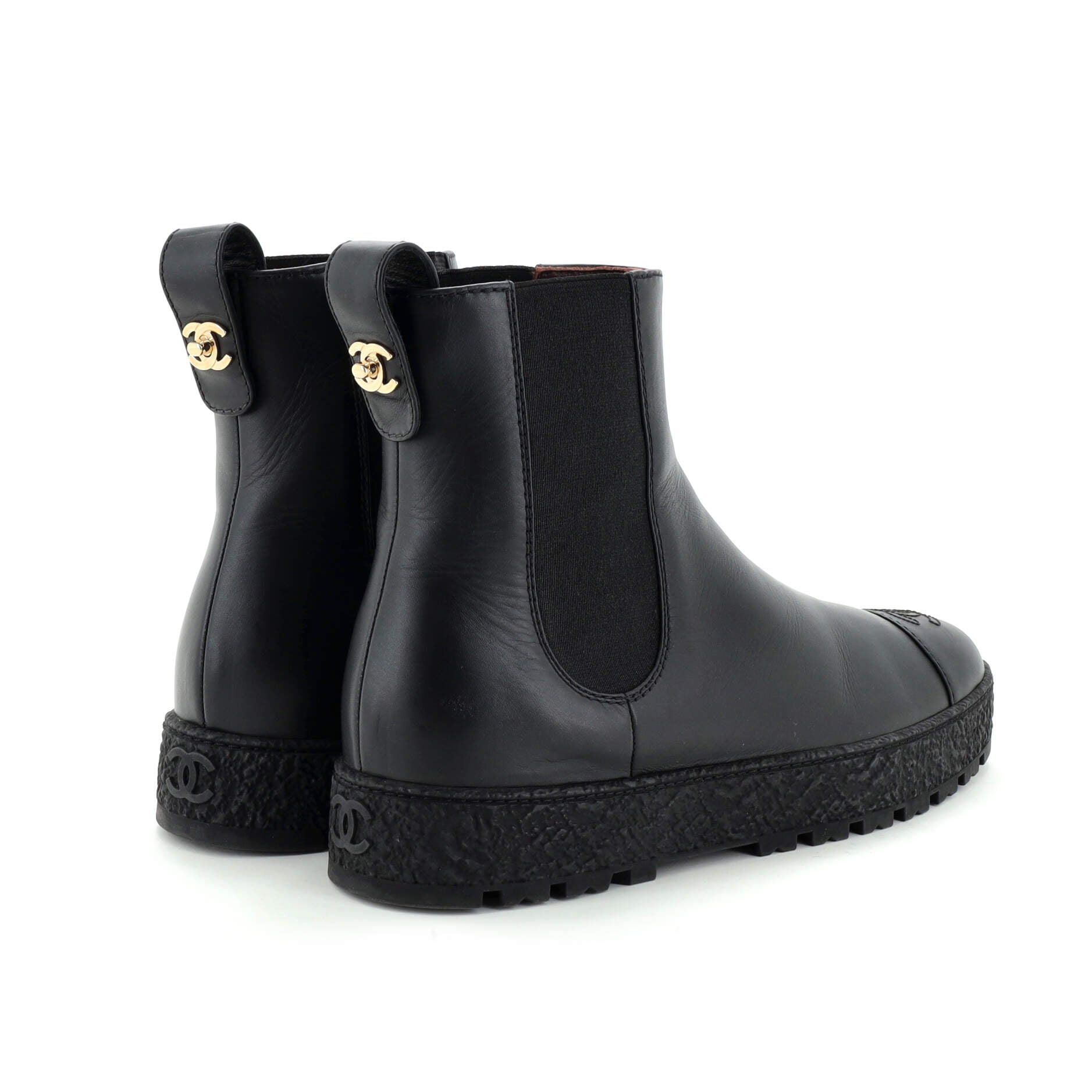 Women's CC Turnlock Cap Toe Chelsea Boots Leather