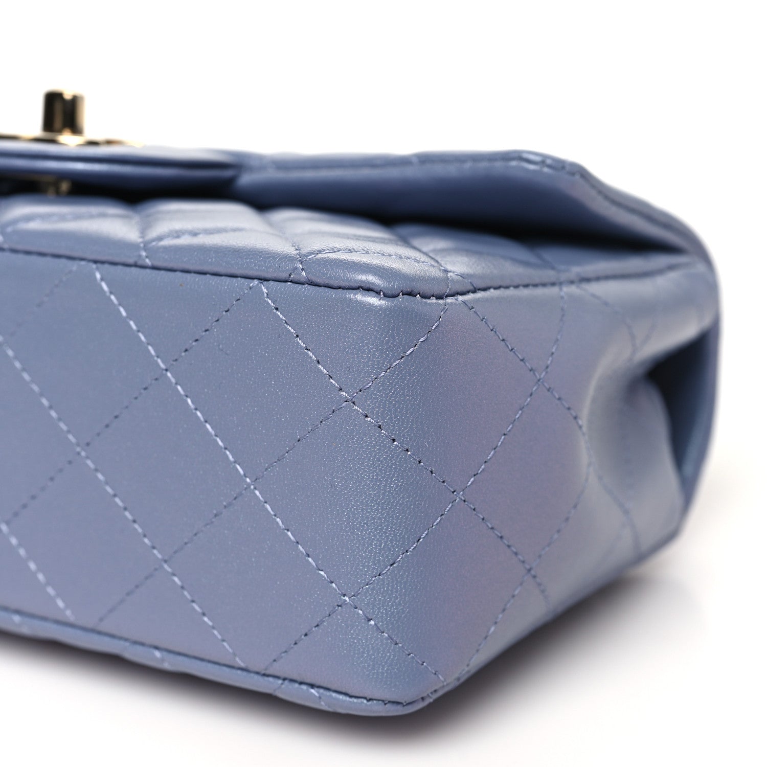 Iridescent Lambskin Quilted Mini Rectangular Flap Light Purple