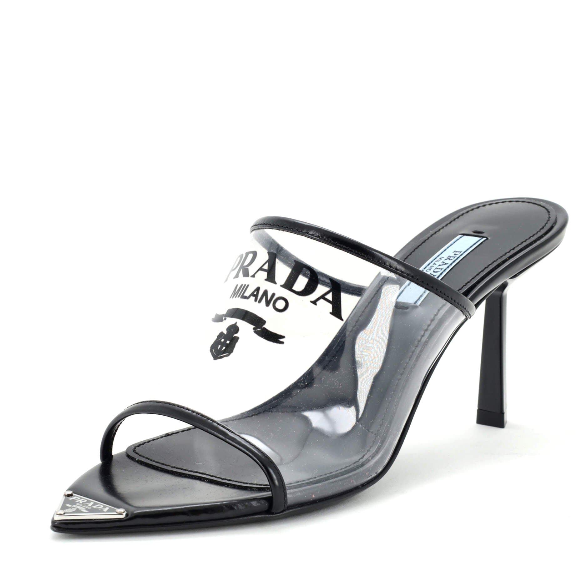 Women's Logo Heeled Sandals PVC with Leather