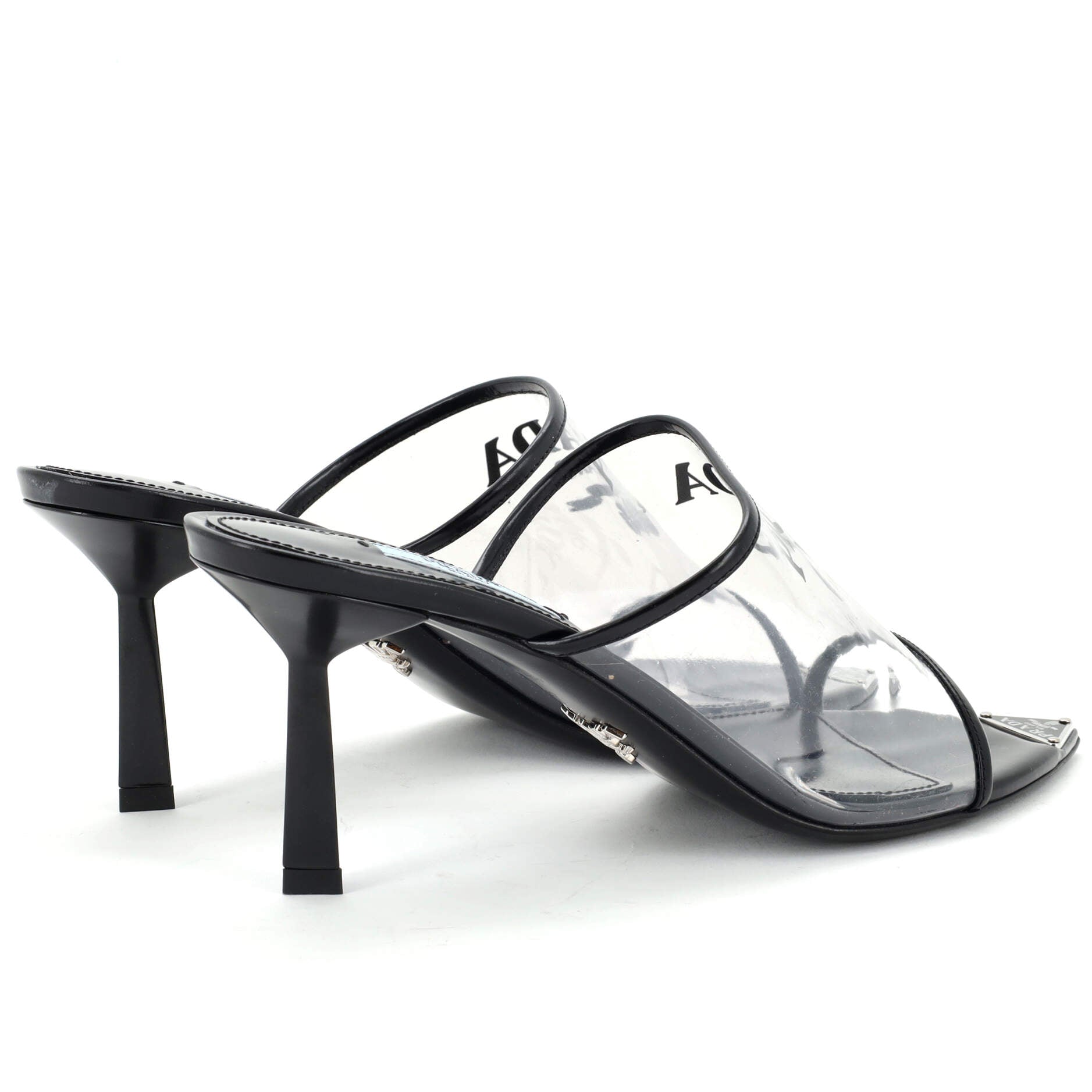 Women's Logo Heeled Sandals PVC with Leather
