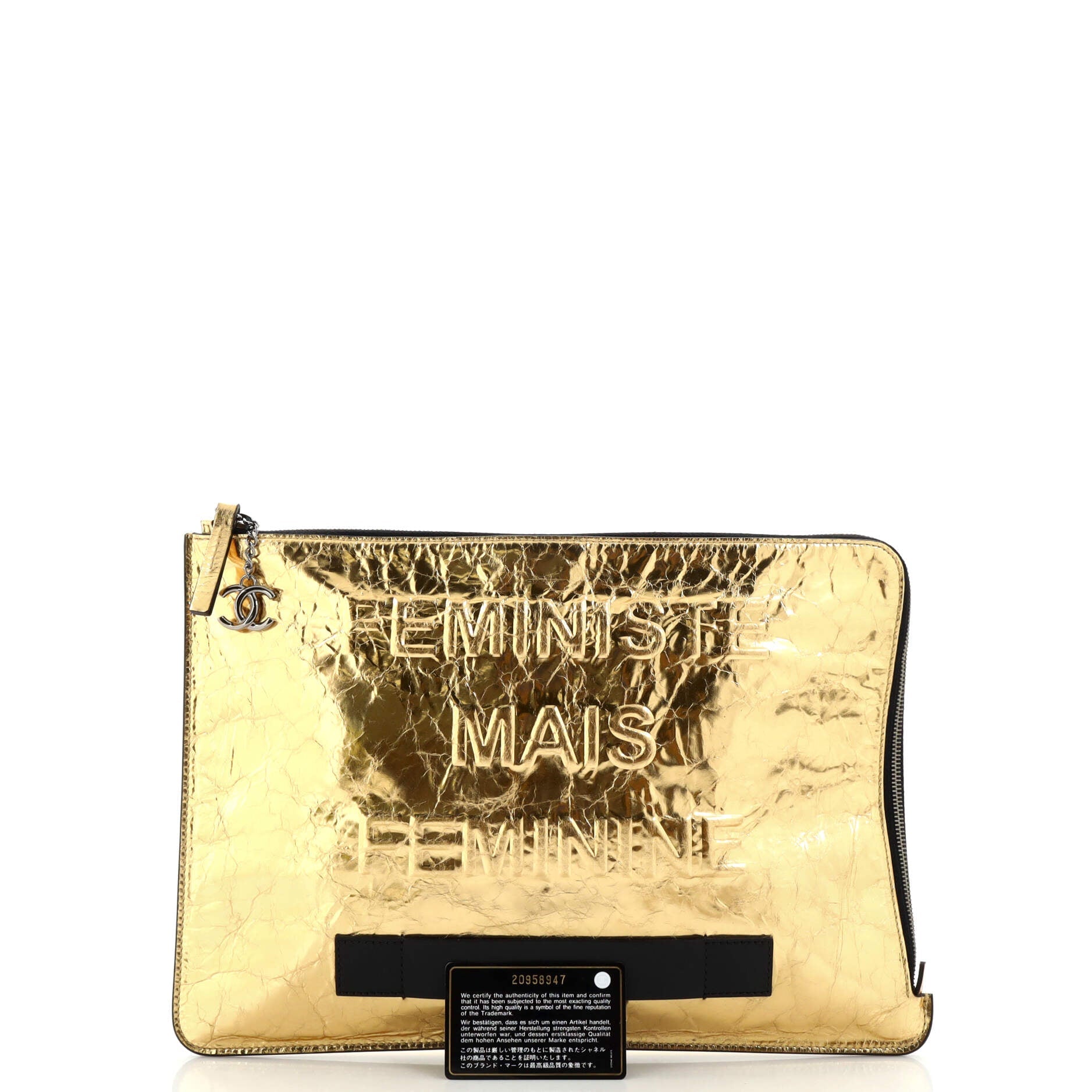Feminine Pouch Crinkled Leather Large