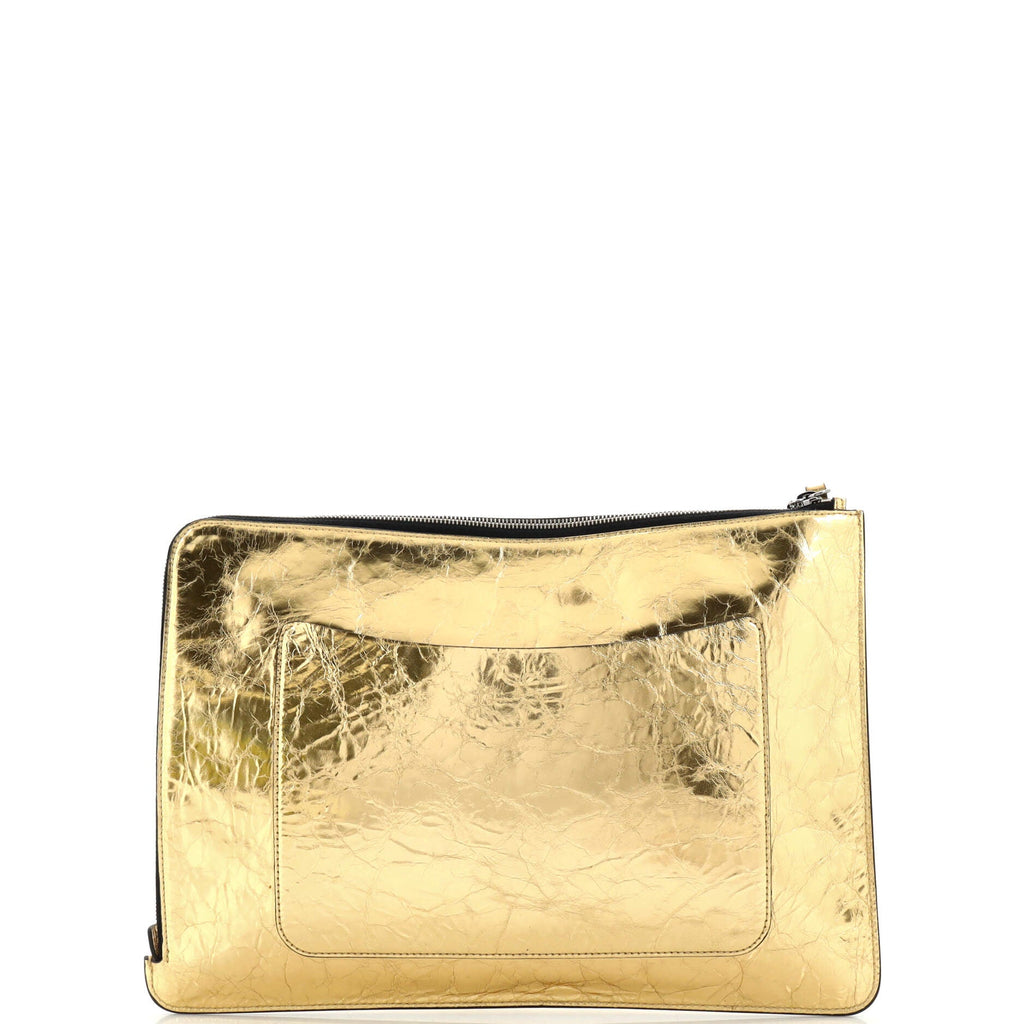 Feminine Pouch Crinkled Leather Large