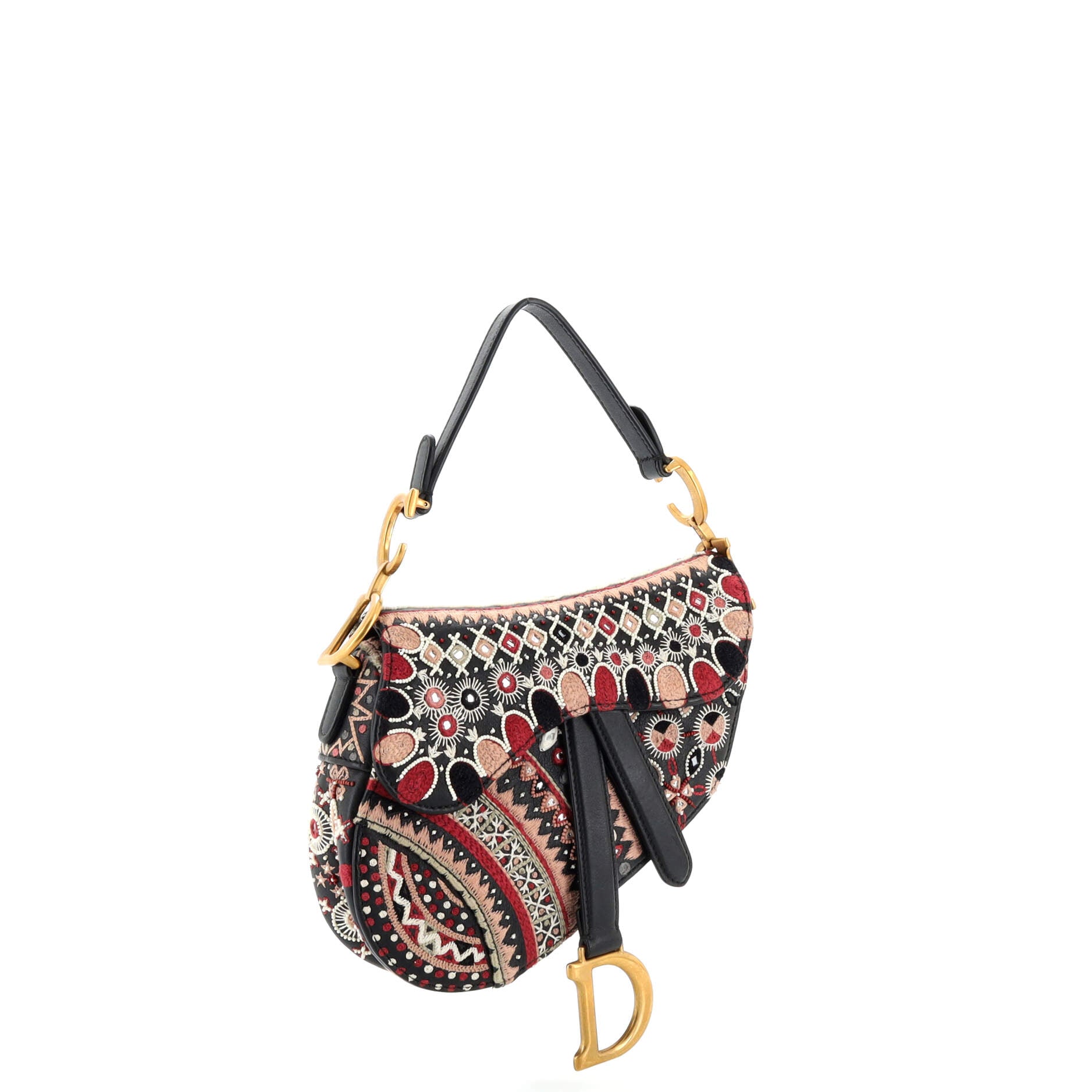 Saddle Handbag Embroidered Leather Mini