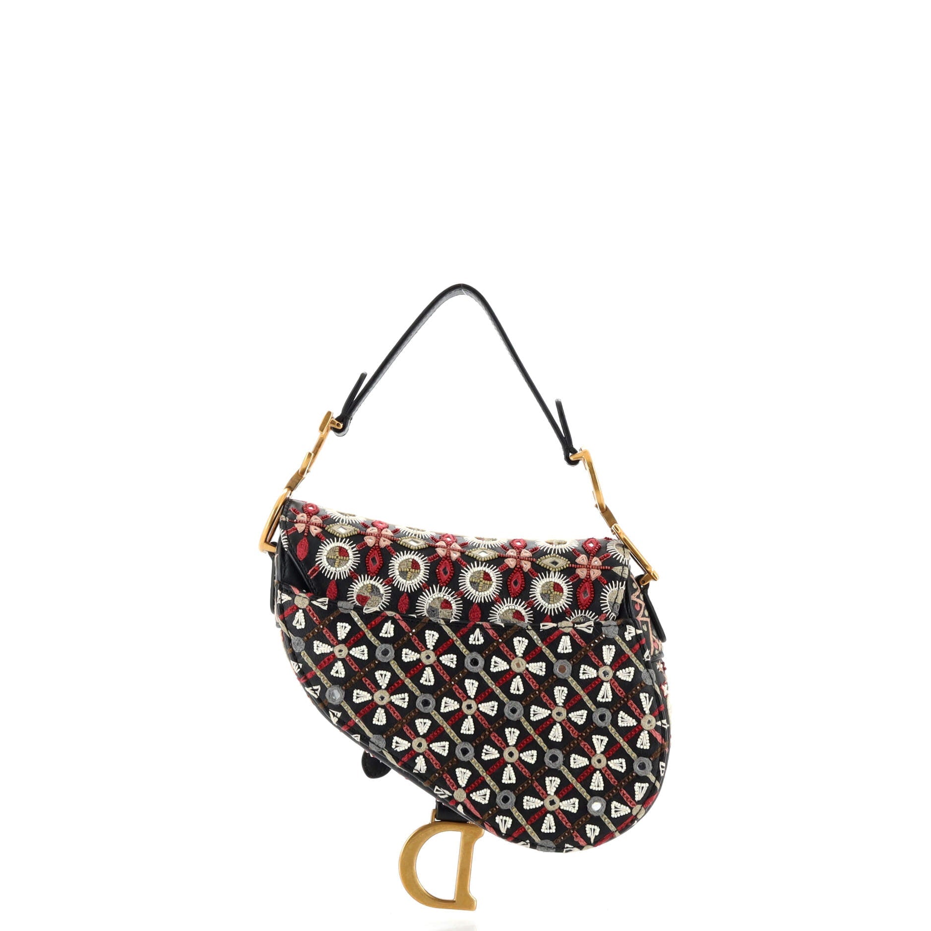 Saddle Handbag Embroidered Leather Mini