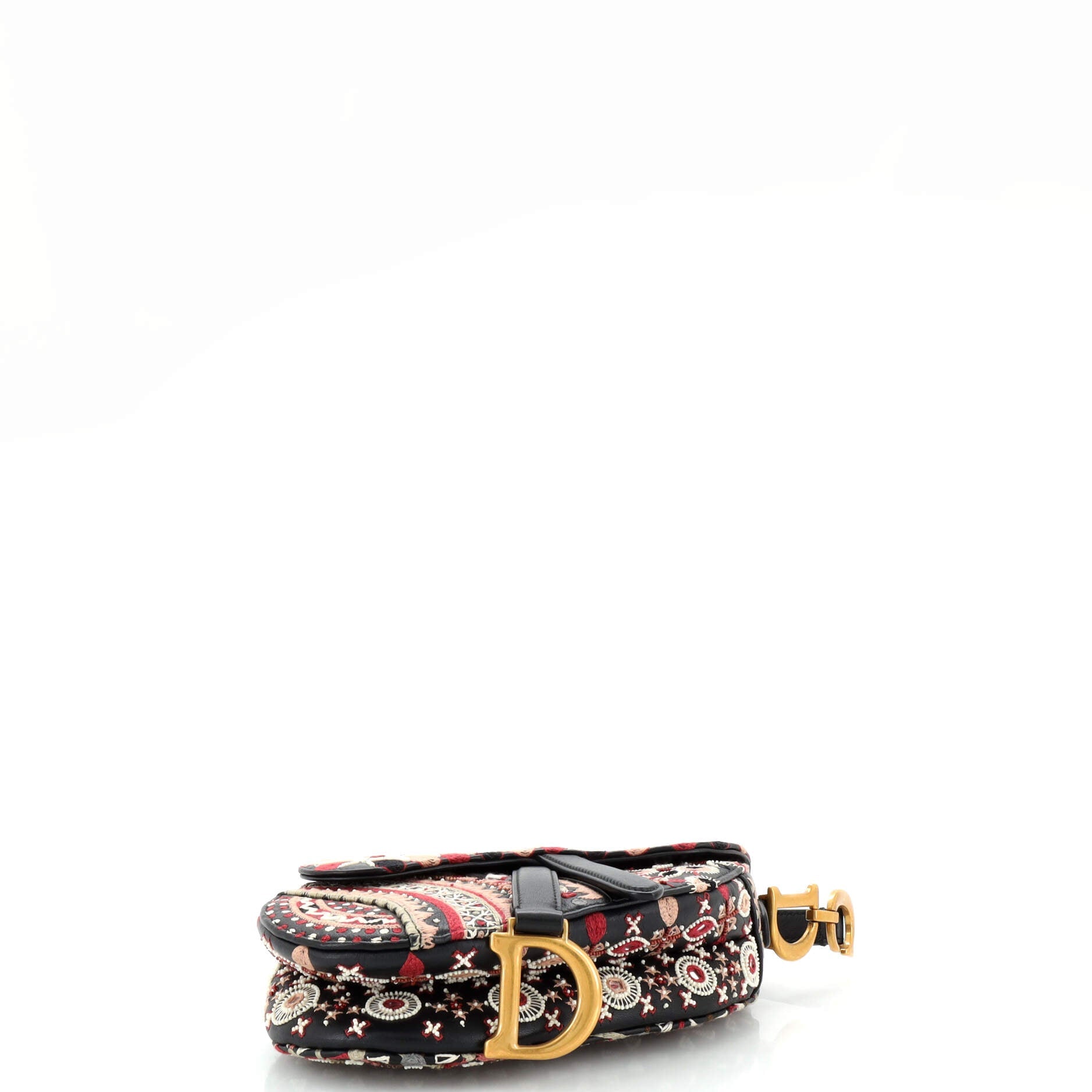 Saddle Handbag Embroidered Leather Mini