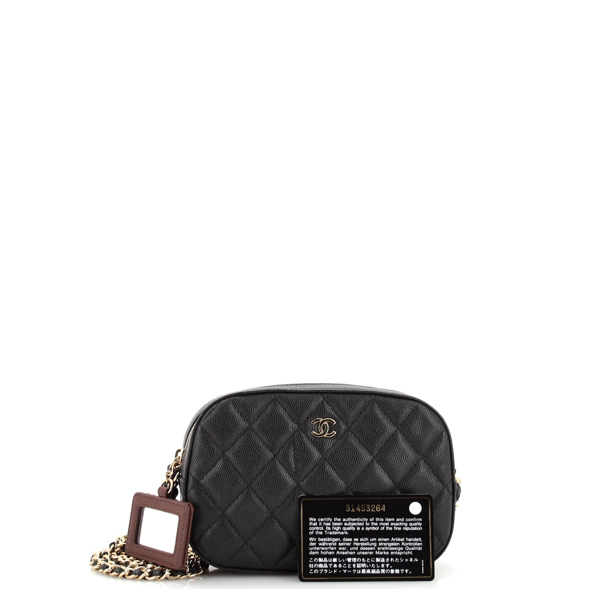 Zip Around Chain Camera Case Quilted Caviar Mini
