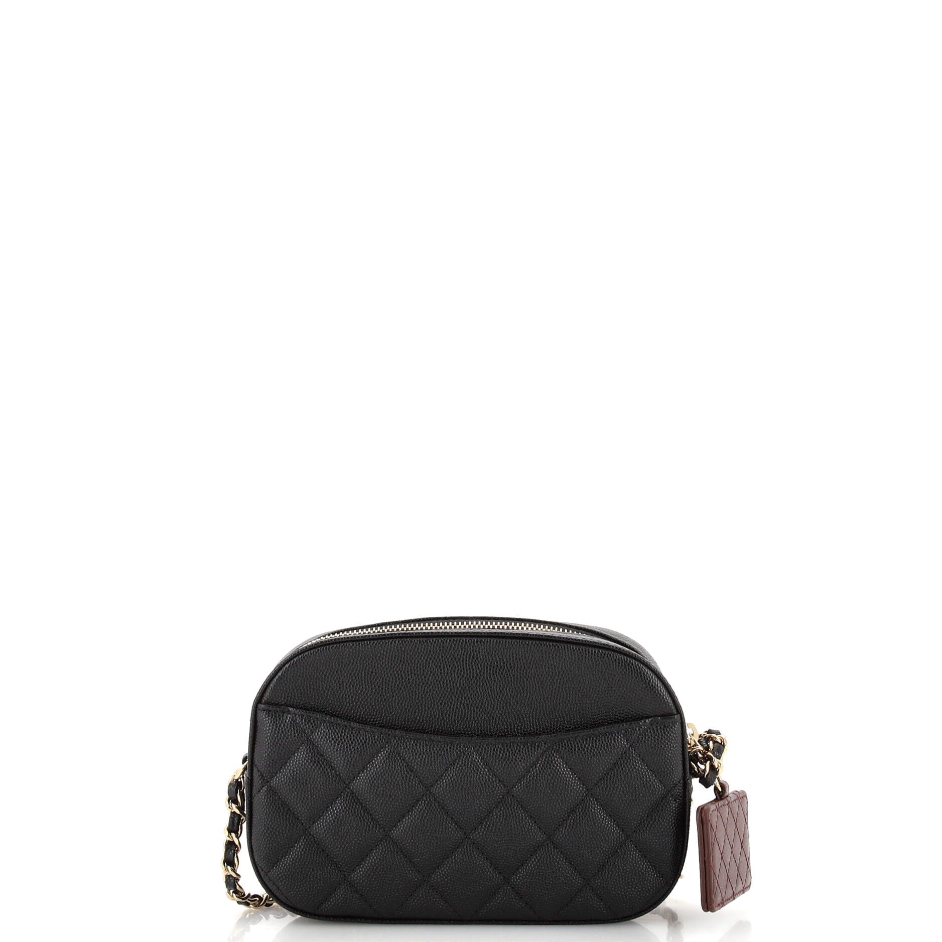 Zip Around Chain Camera Case Quilted Caviar Mini