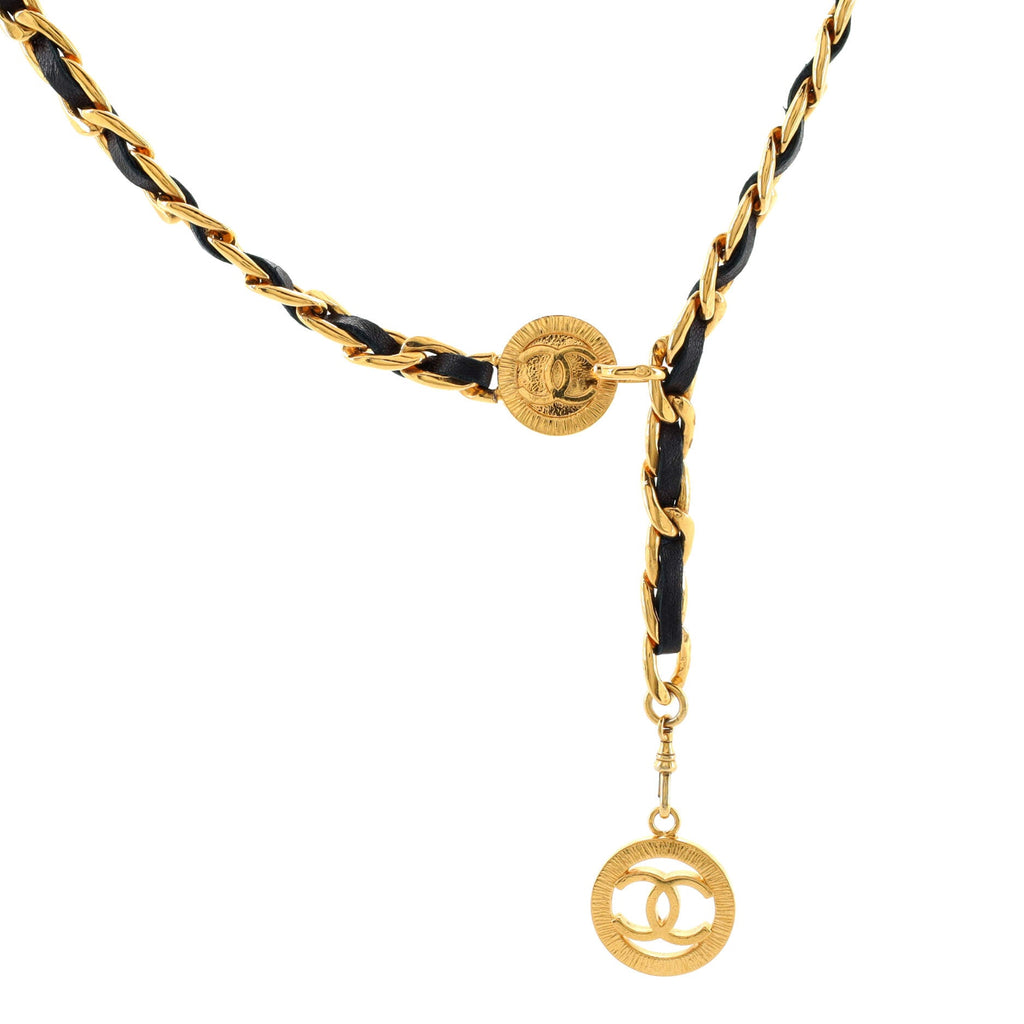 Vintage Medallion Chain Belt Metal and Leather 90