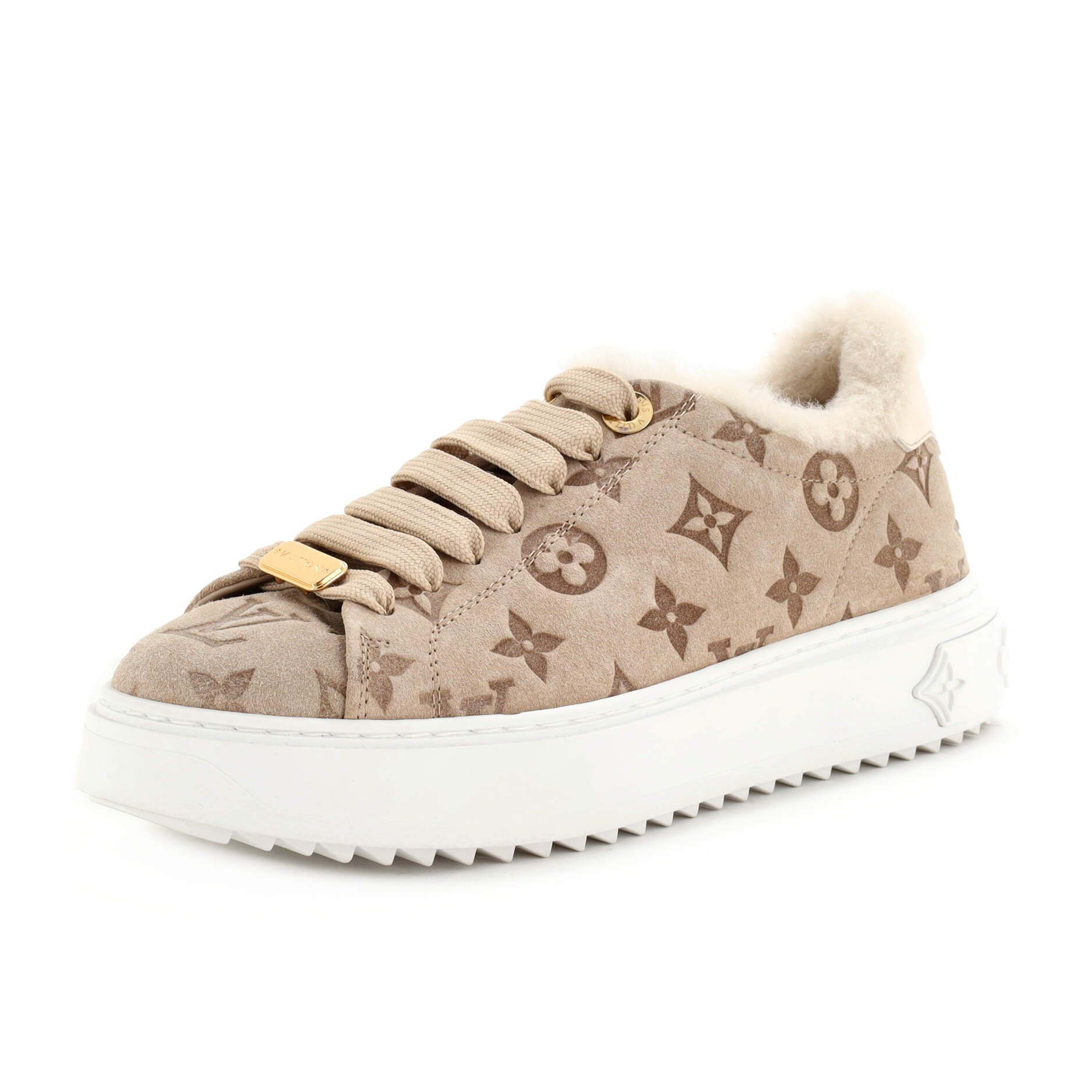 Women's Time Out Sneakers Monogram Embossed Leather and Shearling