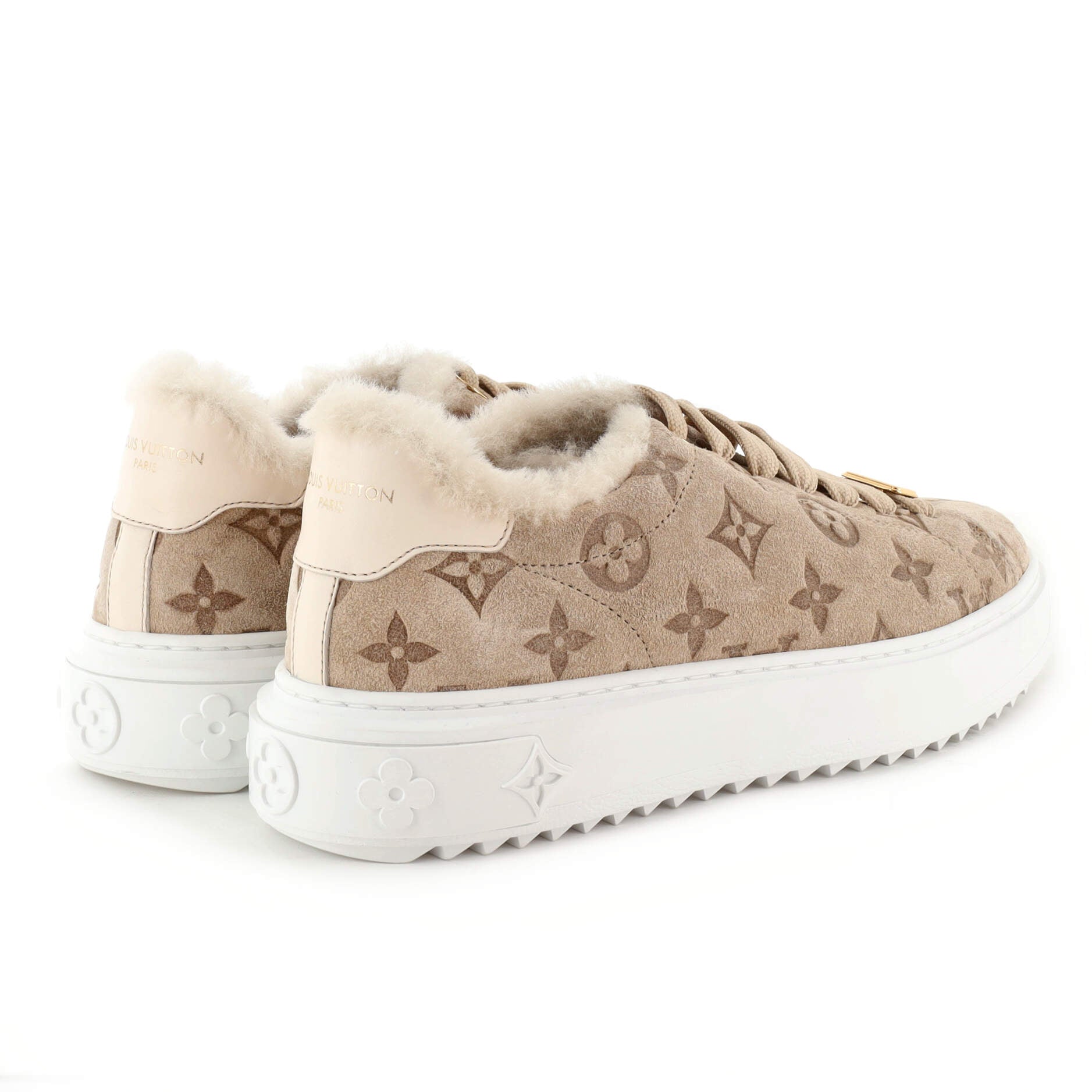 Women's Time Out Sneakers Monogram Embossed Leather and Shearling