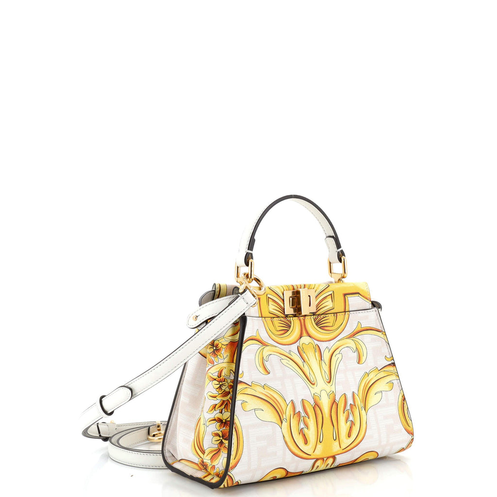 x Versace Fendace Peekaboo Bag Printed Zucca Leather Mini