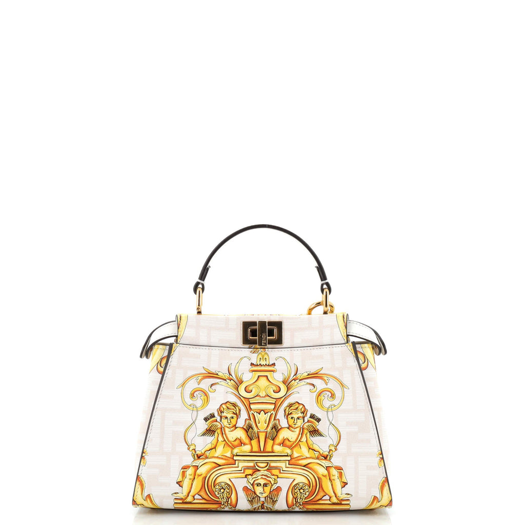 x Versace Fendace Peekaboo Bag Printed Zucca Leather Mini